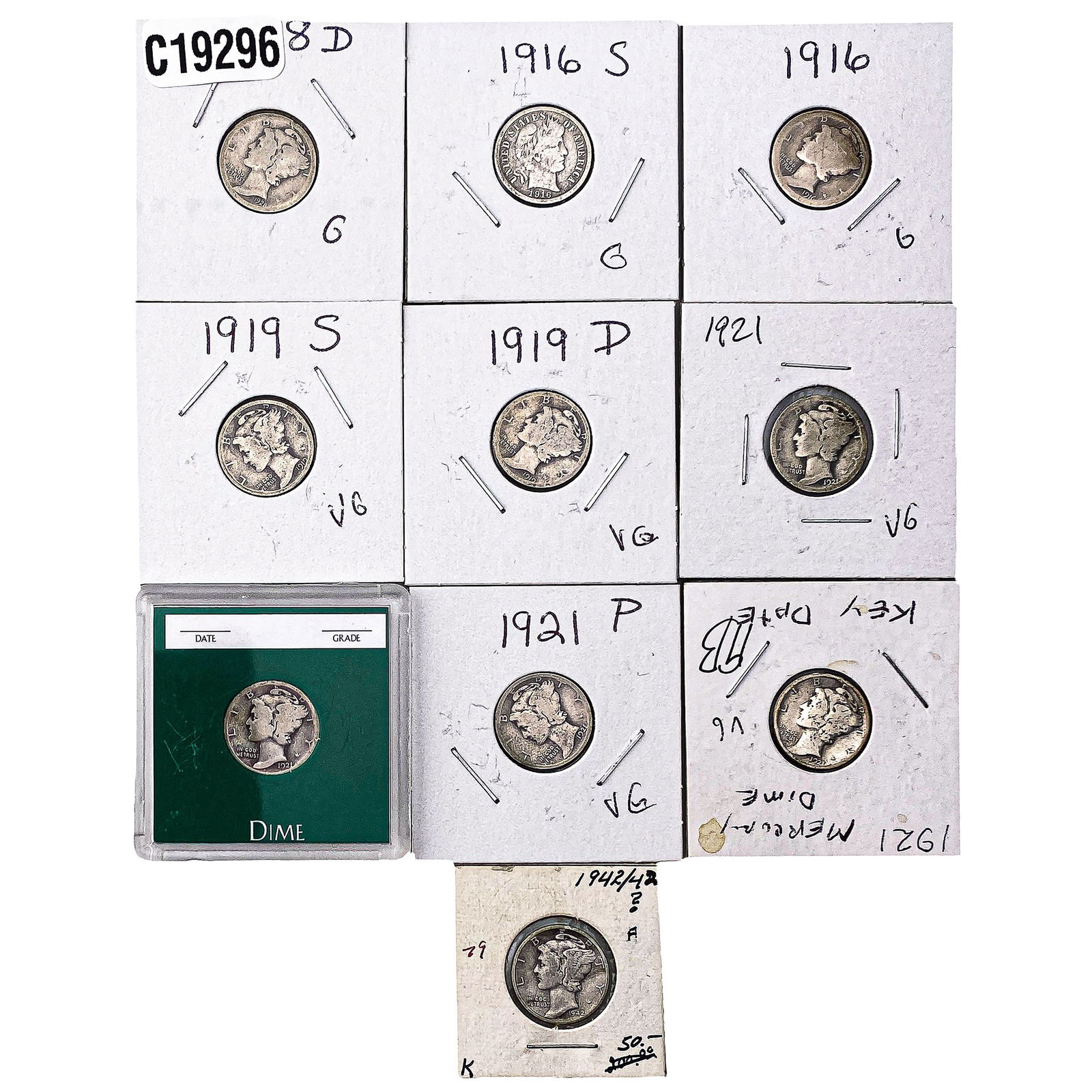 [10 Coins] 1916-1942 U.S. Silver Dime Lot (1 of 2)