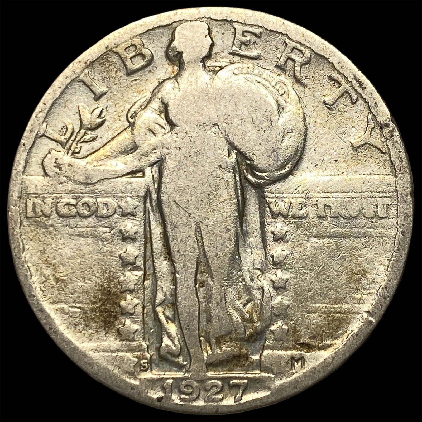 1927-S Silver Standing Liberty Quarter LIGHTLY CIRCULATED: 1927-S Silver Standing Liberty Quarter LIGHTLY CIRCULATED
