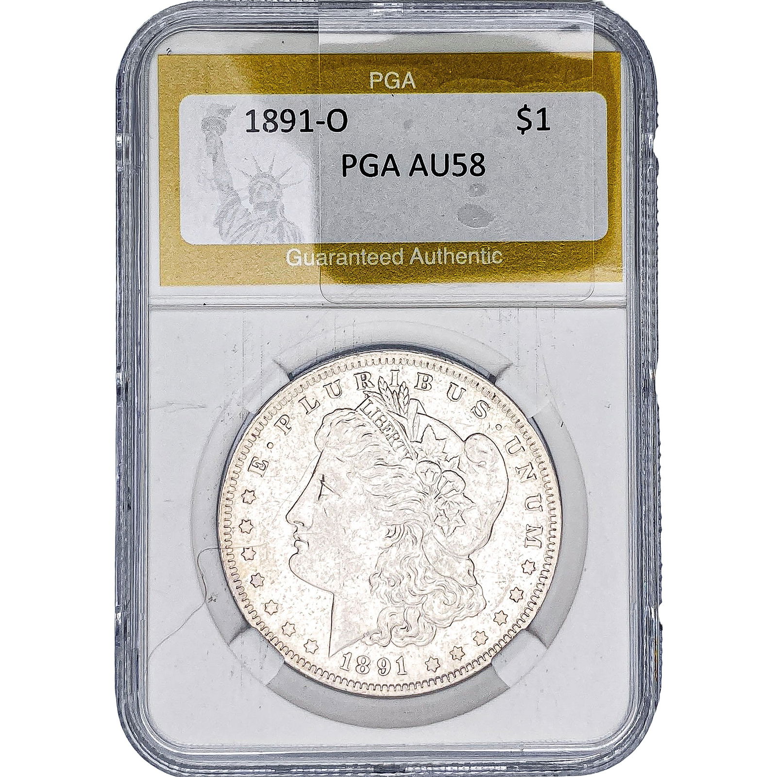 1891-O Morgan Silver Dollar PGA AU58: 1891-O Morgan Silver Dollar PGA AU58