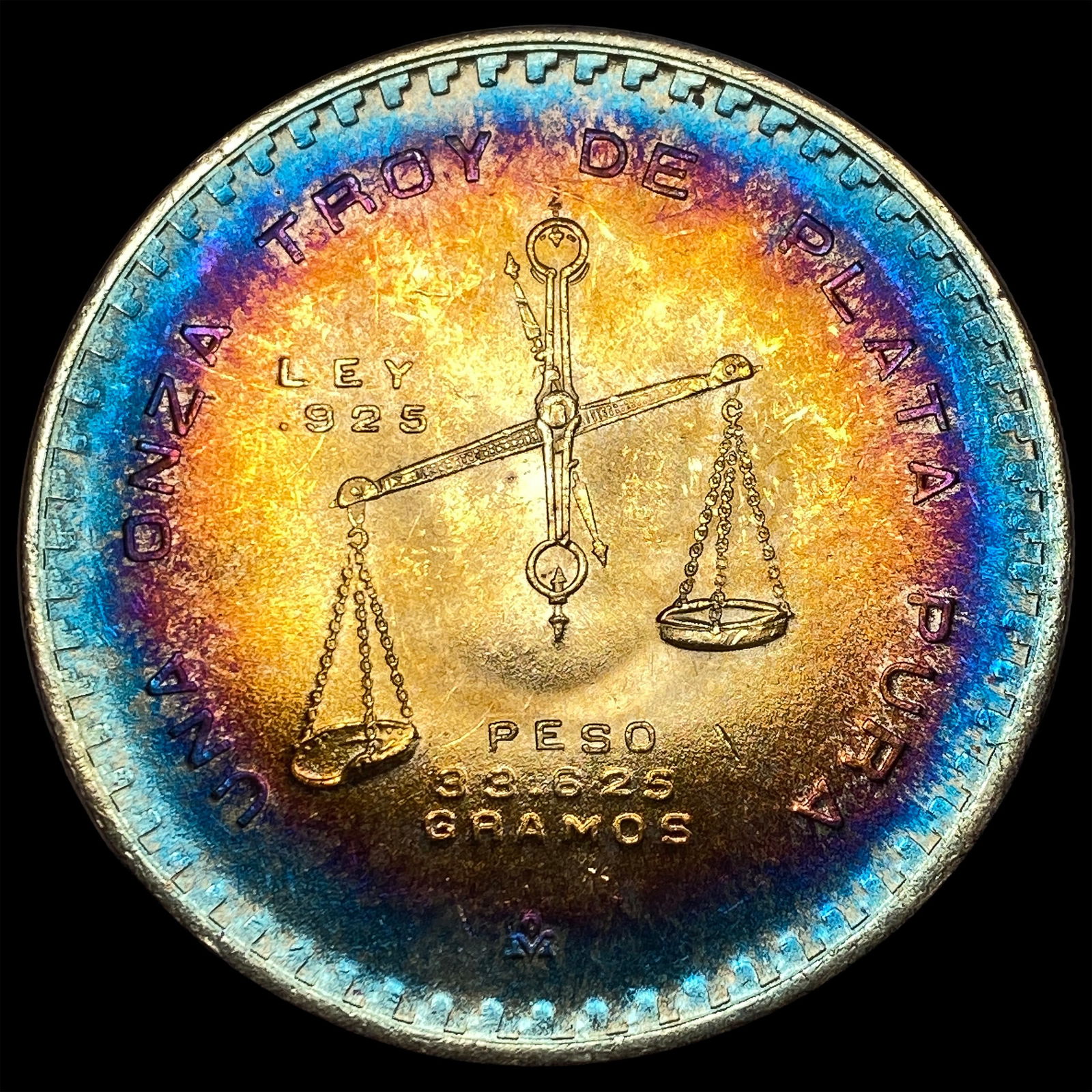1980 Toned Mexico Silver 1 Onza SUPERB GEM BU: 1980 Toned Mexico Silver 1 Onza SUPERB GEM BU