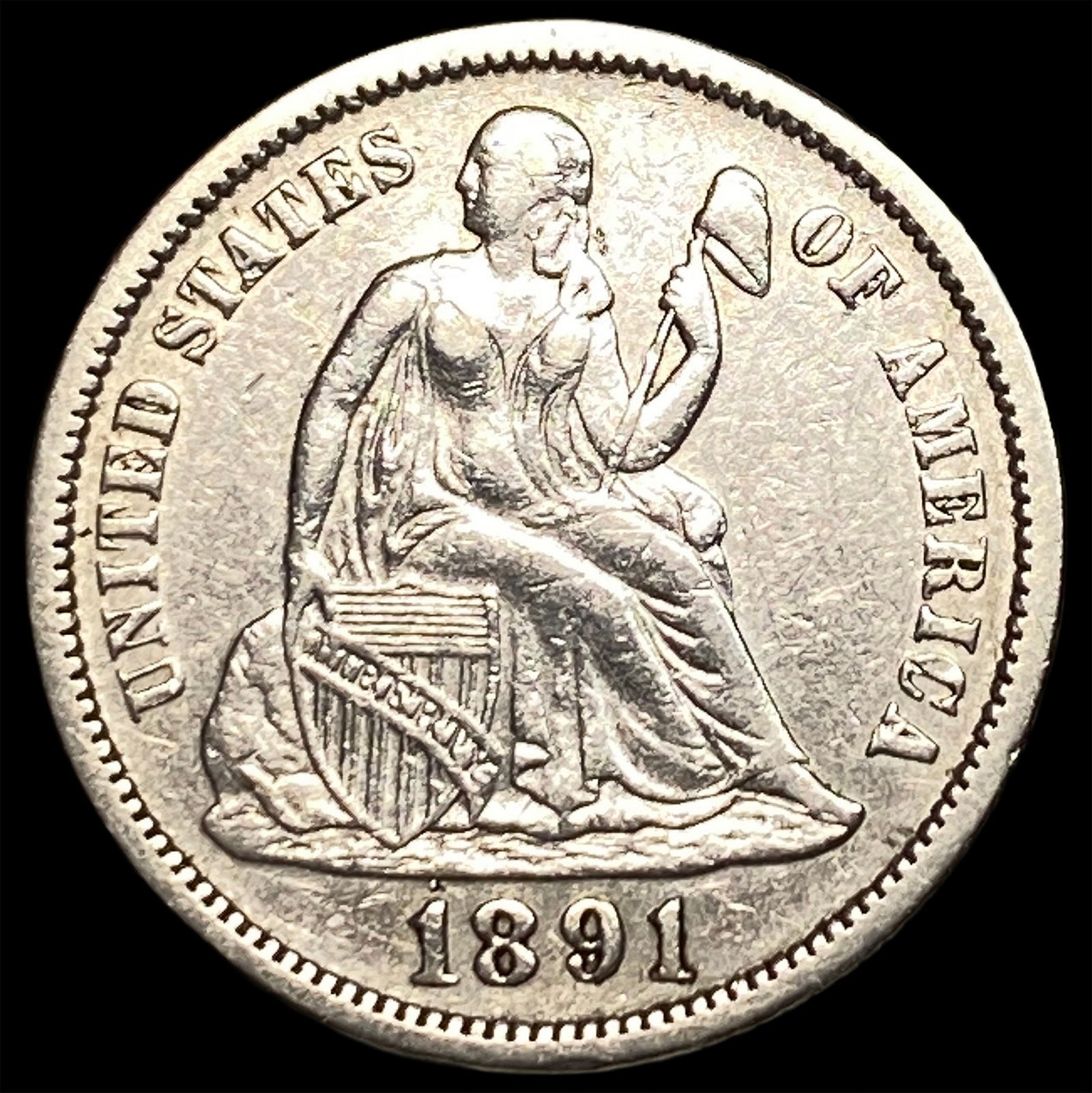 1891 Silver Dime CLOSELY UNCIRCULATED: 1891 Silver Dime CLOSELY UNCIRCULATED