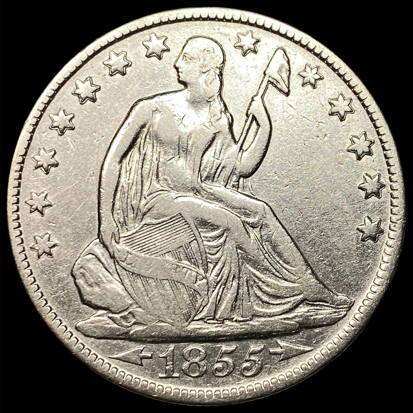 1855-O Silver Half Dollar LIGHTLY CIRCULATED: 1855-O Silver Half Dollar LIGHTLY CIRCULATED
