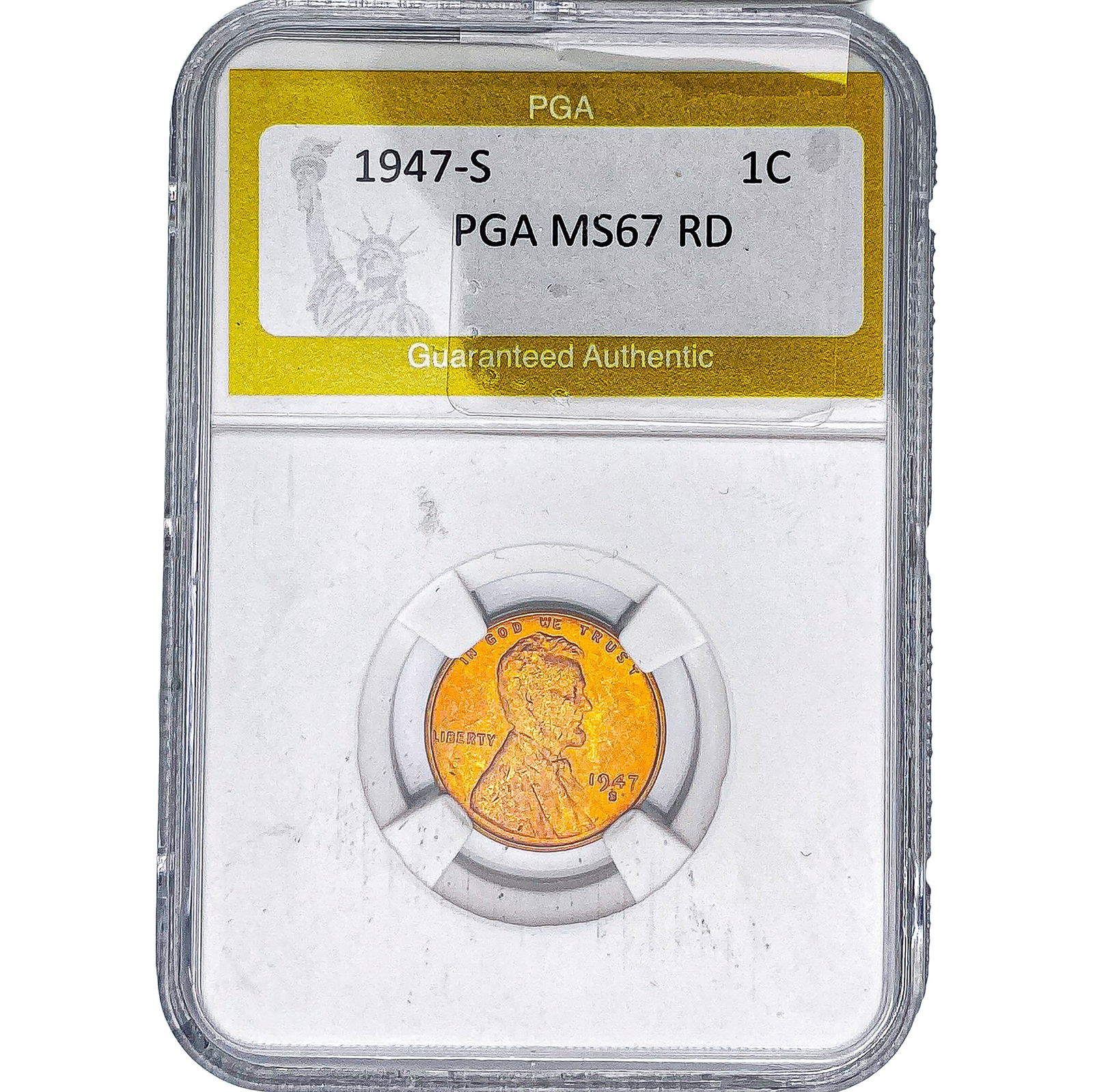 1947-S Wheat Cent PGA MS67 RD: 1947-S Wheat Cent PGA MS67 RD