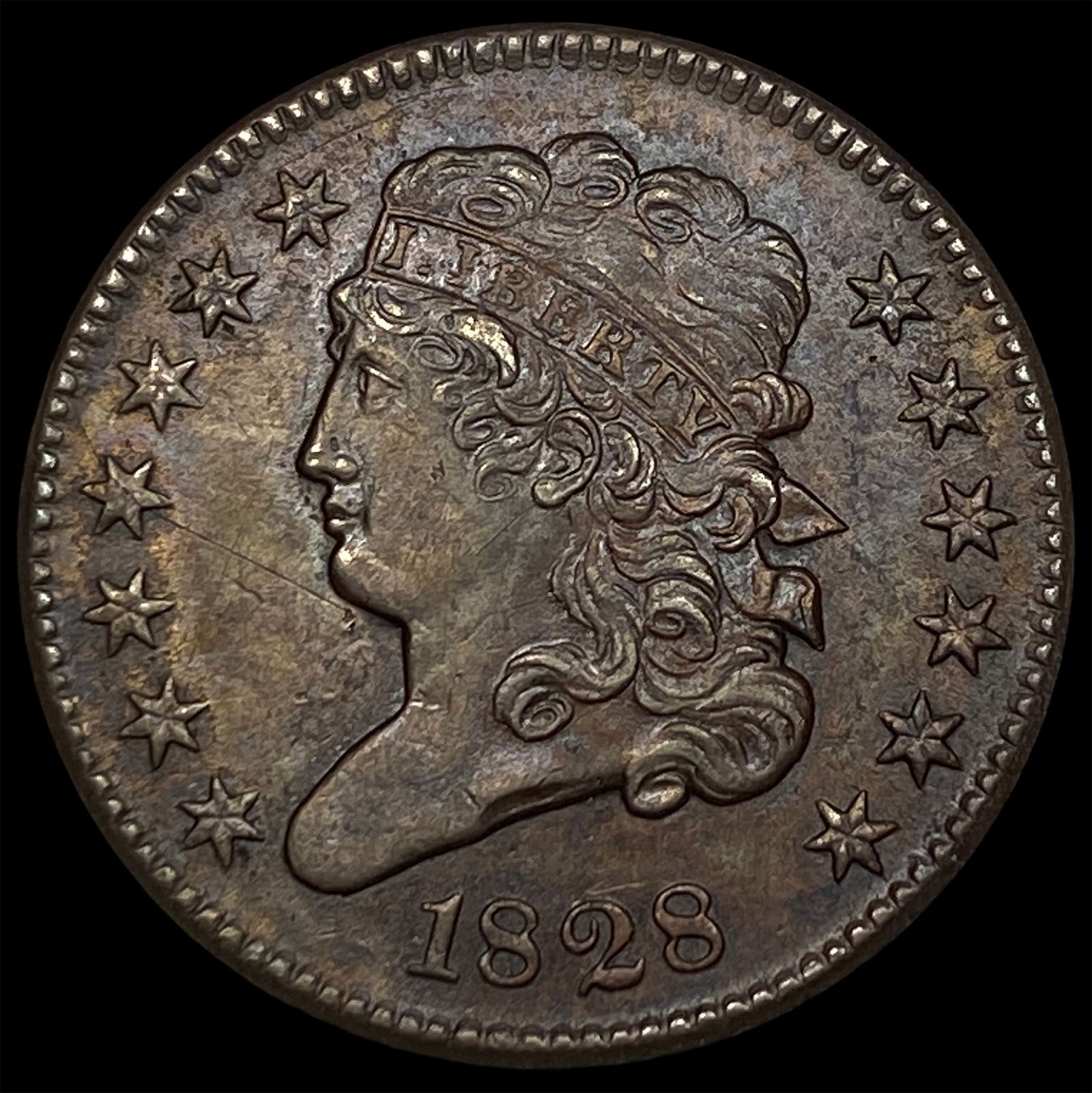 1828 Copper Half Cent CLOSELY UNCIRCULATED: 1828 Copper Half Cent CLOSELY UNCIRCULATED