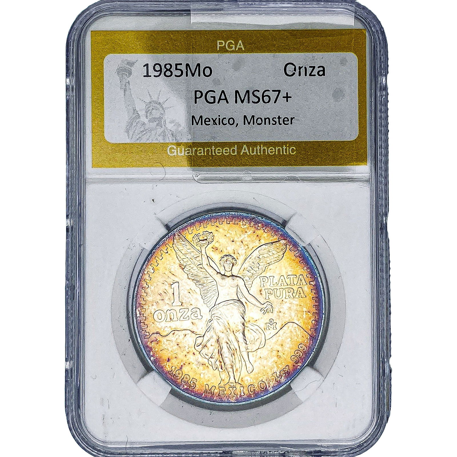 1985Mo Mexico Silver Onza PGA MS67+ Monster: 1985Mo Mexico Silver Onza PGA MS67+ Monster
