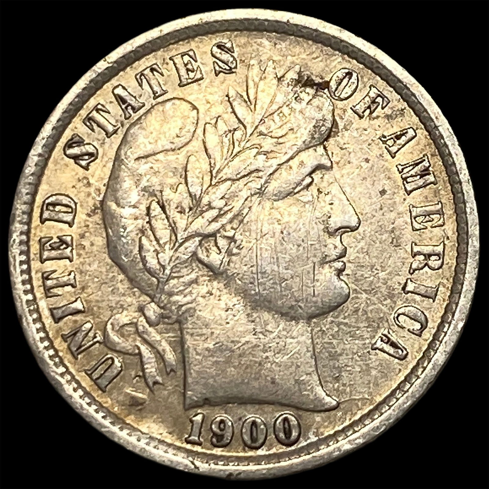 1900-S Silver Barber Dime CLOSELY UNCIRCULATED: 1900-S Silver Barber Dime CLOSELY UNCIRCULATED