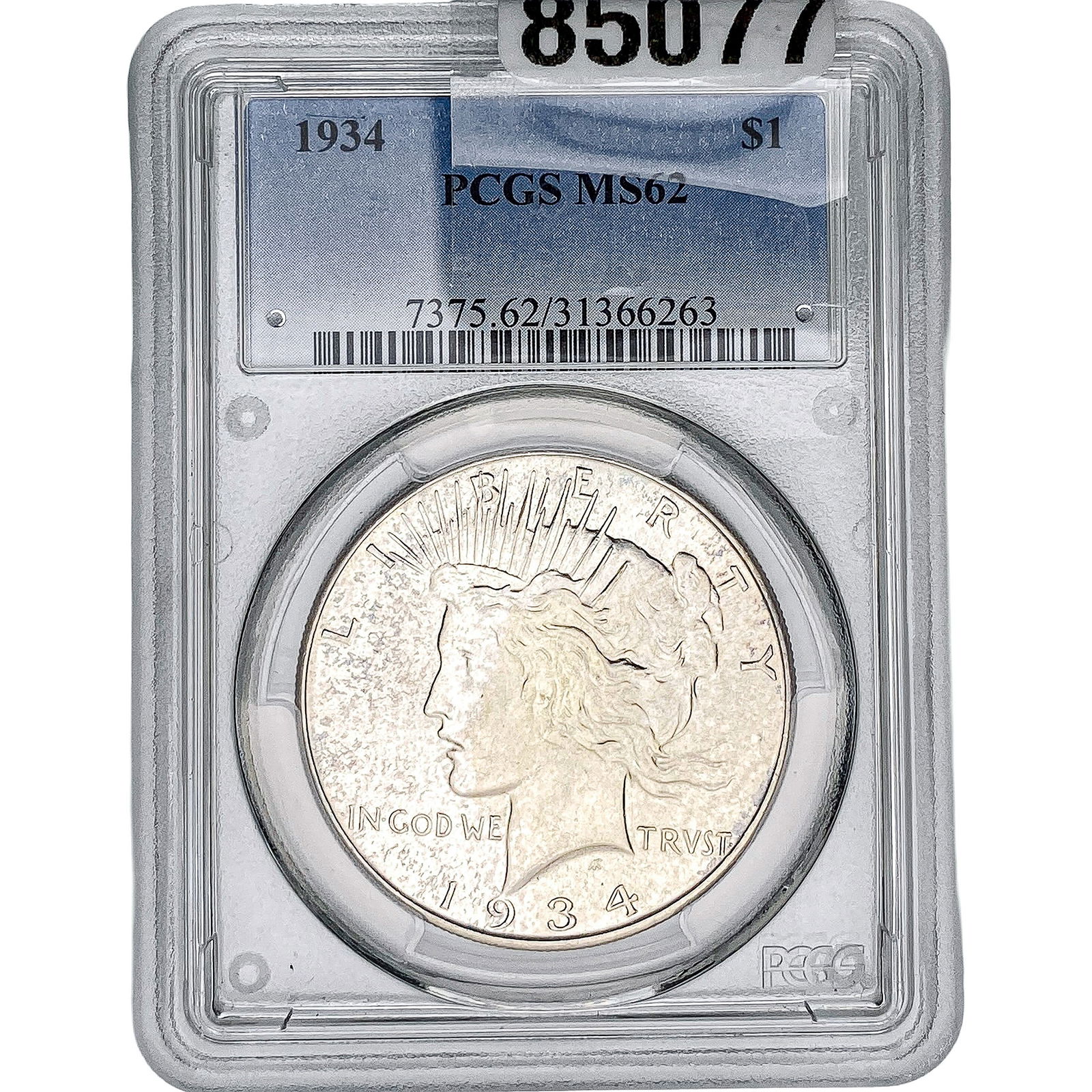 1934 Silver Peace Dollar PCGS MS62: 1934 Silver Peace Dollar PCGS MS62