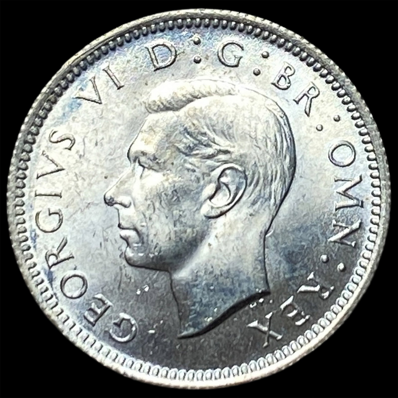 1946 Great Britain Silver 6 Pence - George VI NEARLY UNCIRCULATED: 1946 Great Britain Silver 6 Pence - George VI NEARLY UNCIRCULATED