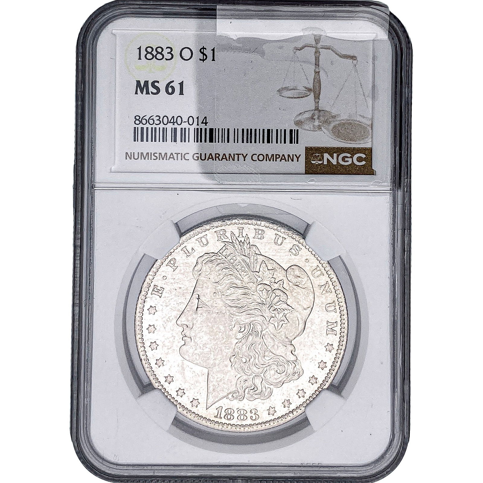 1883-O Morgan Silver Dollar NGC MS61: 1883-O Morgan Silver Dollar NGC MS61