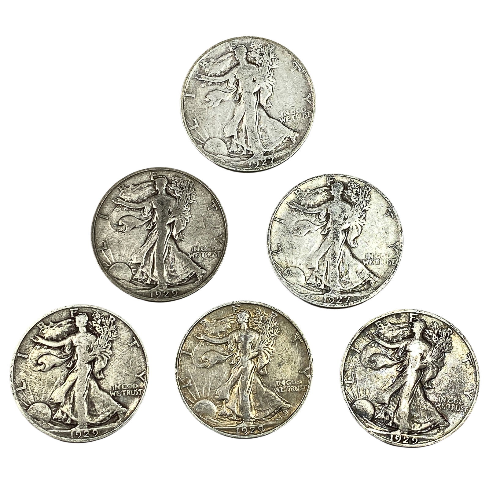 [6 Coins] 1927-1929 Walking Liberty Half Dollar: [6 Coins] 1927-1929 Walking Liberty Half Dollar