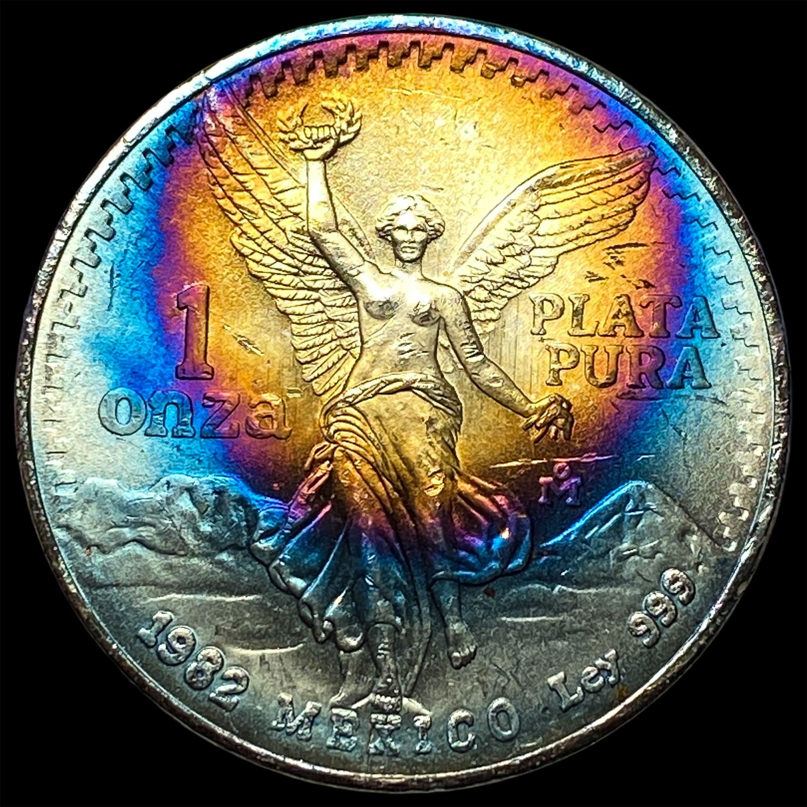 1982 Toned Mexico Silver 1 Onza Libertad SUPERB GEM BU: 1982 Toned Mexico Silver 1 Onza Libertad SUPERB GEM BU