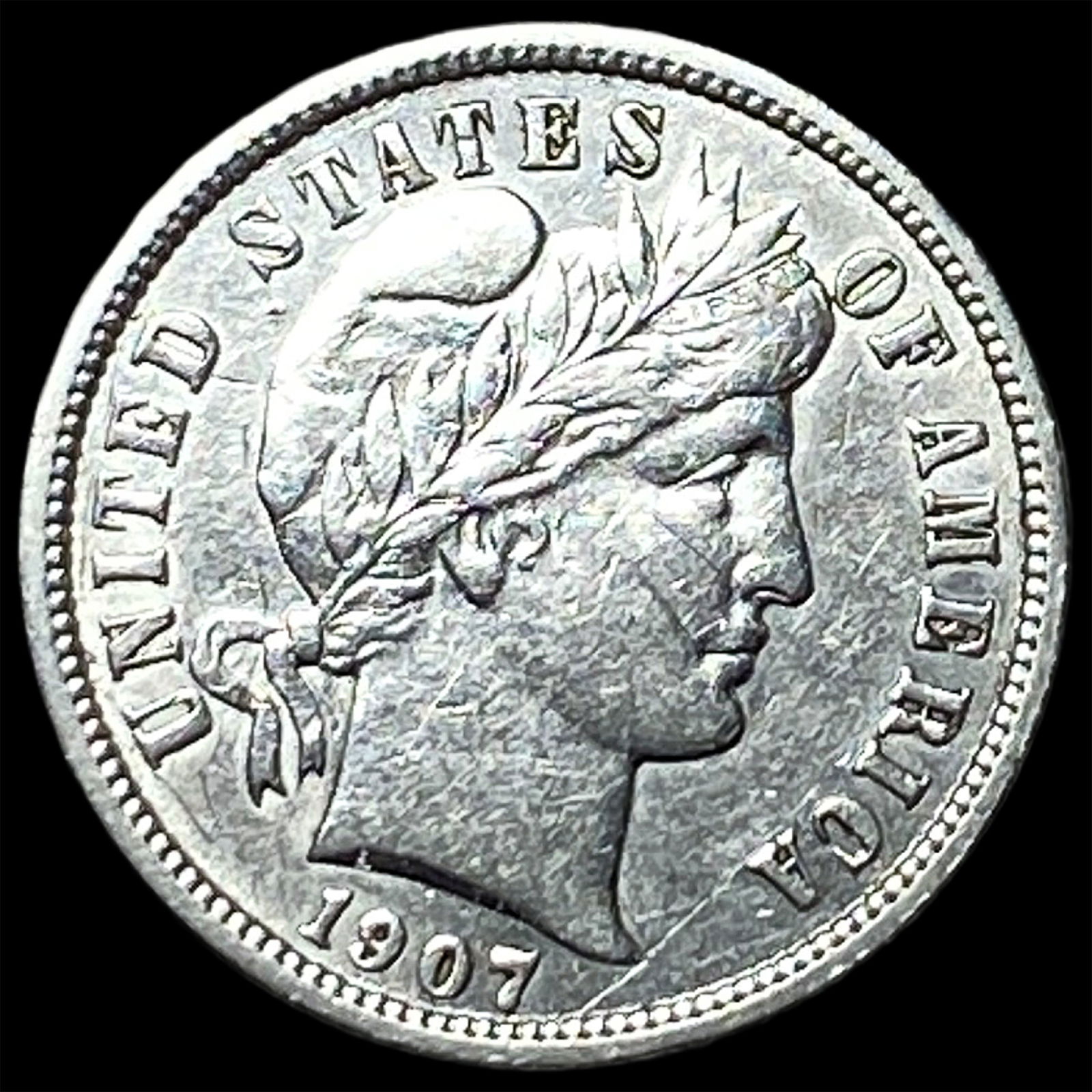 1907 Silver Barber Dime CLOSELY UNCIRCULATED: 1907 Silver Barber Dime CLOSELY UNCIRCULATED