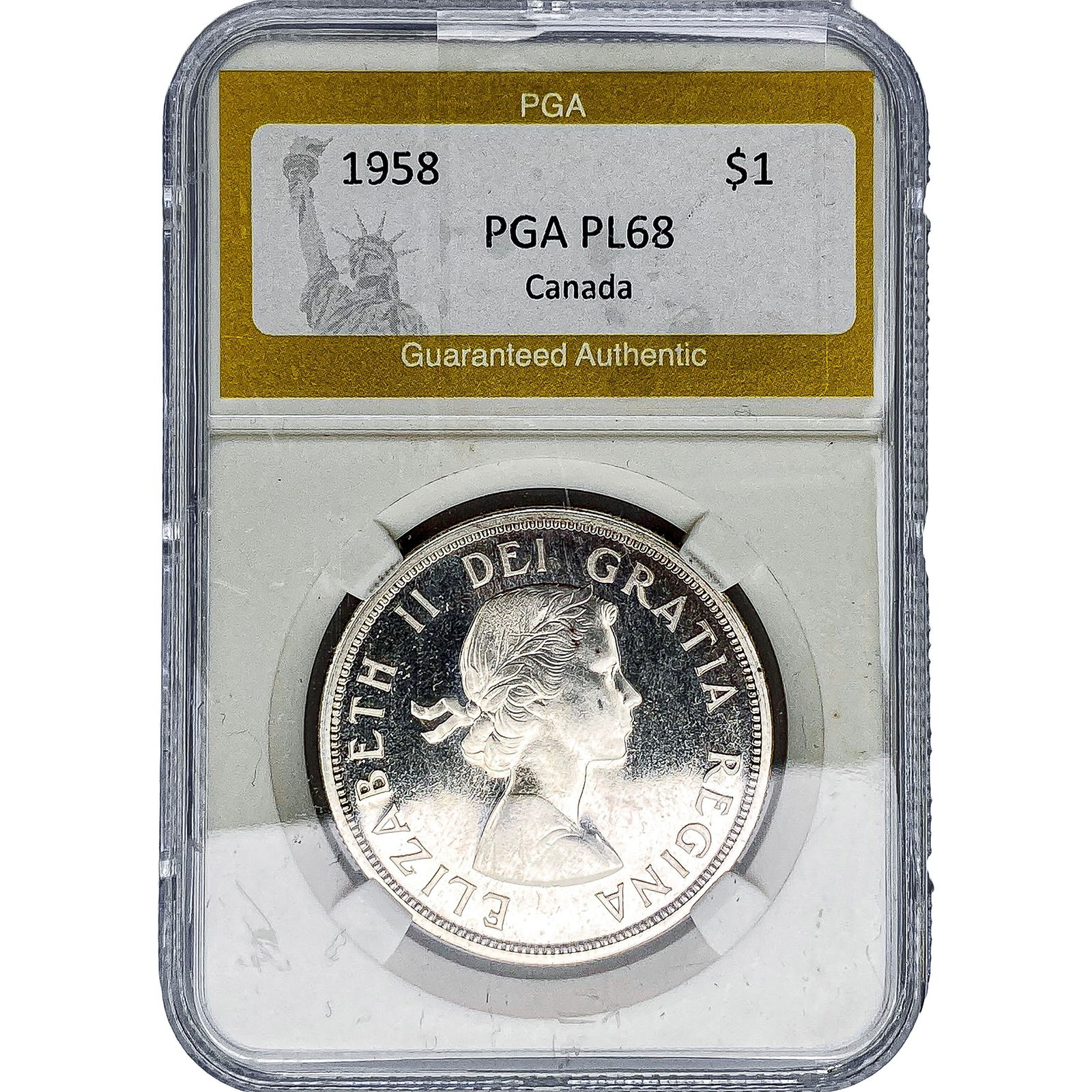 1958 Canada Silver Dollar PGA PL68: 1958 Canada Silver Dollar PGA PL68