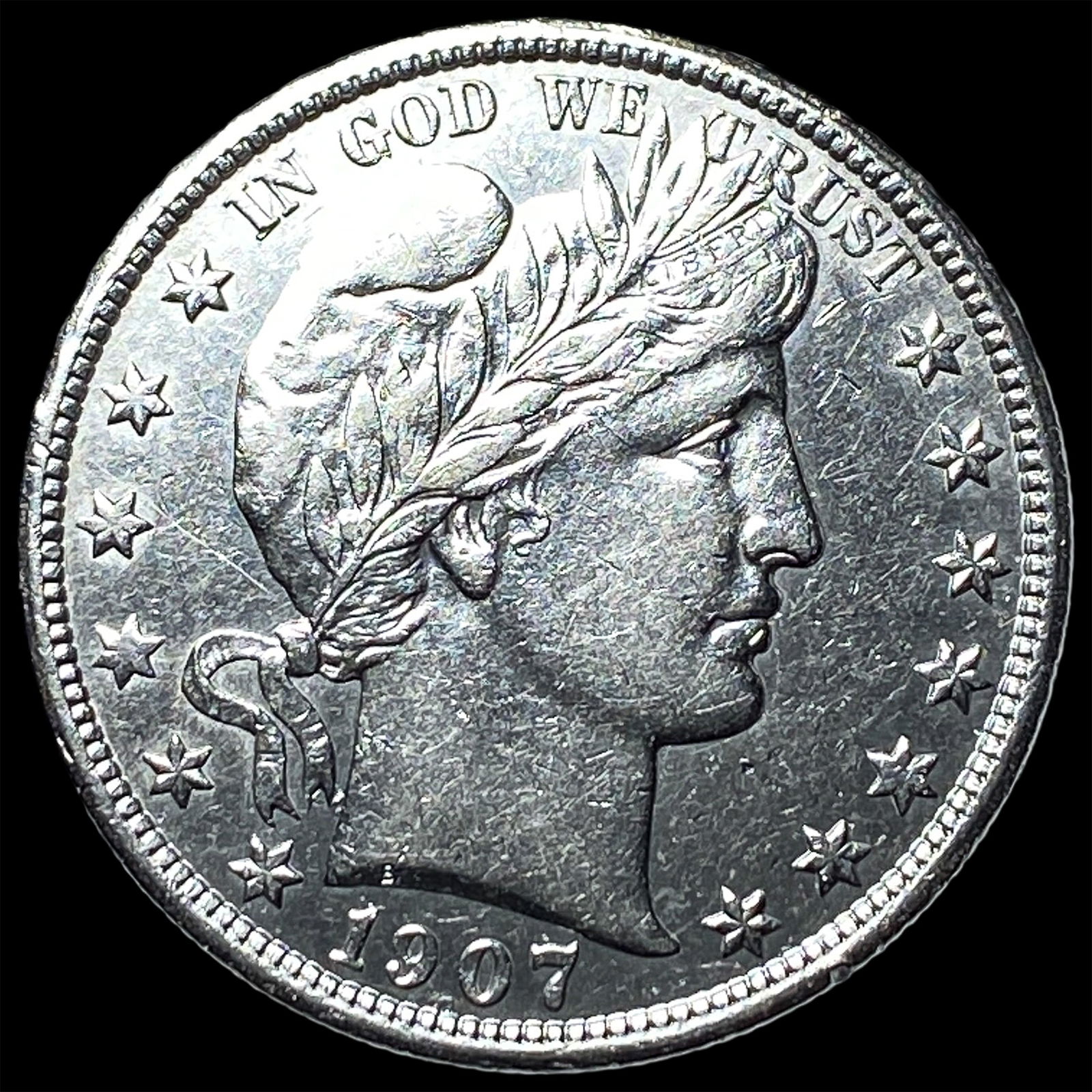 1907-D Silver Barber Half Dollar CLOSELY UNCIRCULATED: 1907-D Silver Barber Half Dollar CLOSELY UNCIRCULATED