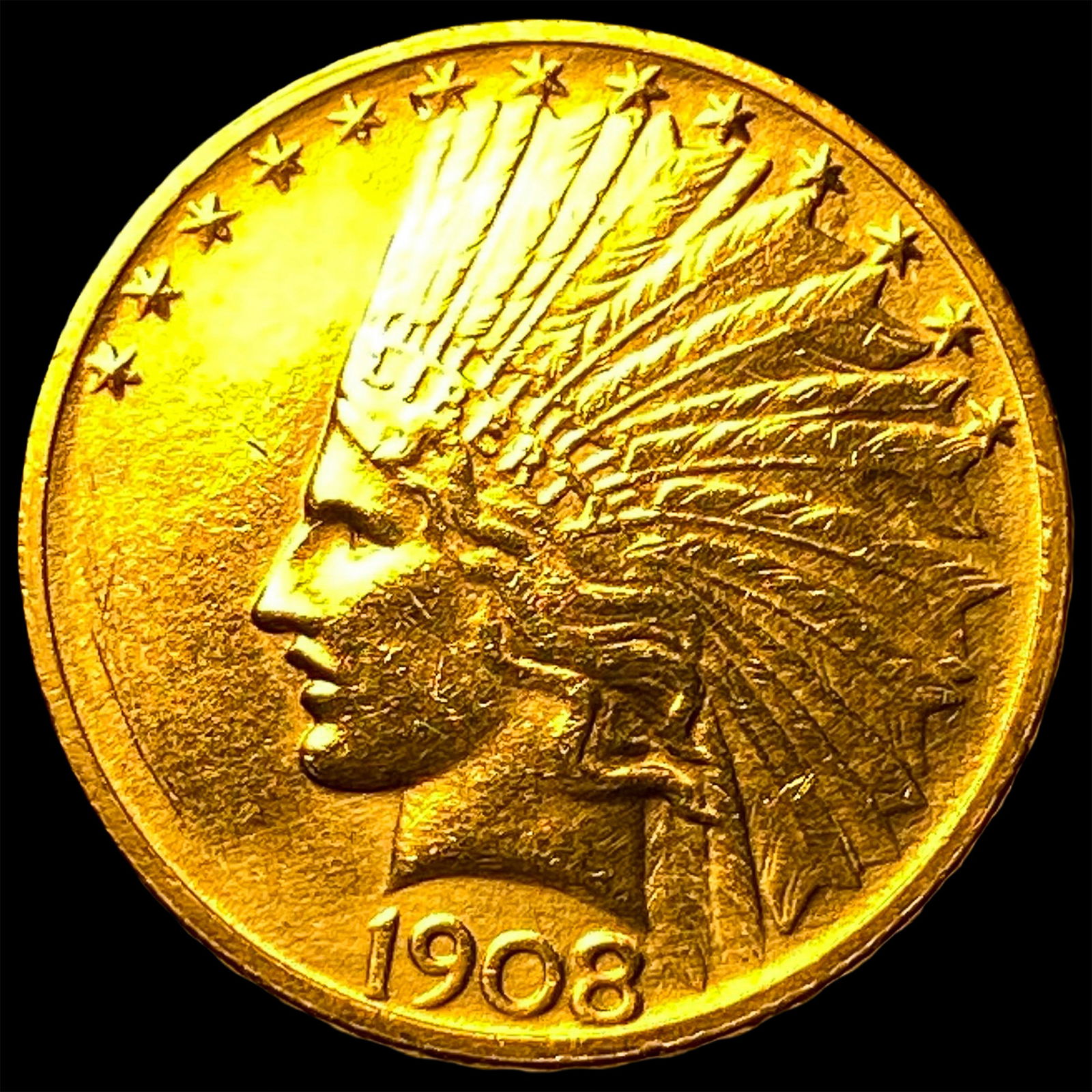 1908-D No Motto Indian Head $10 Gold Eagle CLOSELY UNCIRCULATED (1 of 2)