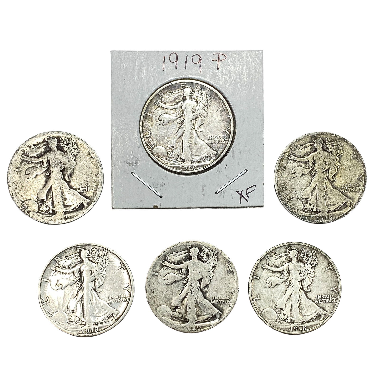 [6 Coins] 1918-1919 Walking Liberty Half Dollar (1 of 2)