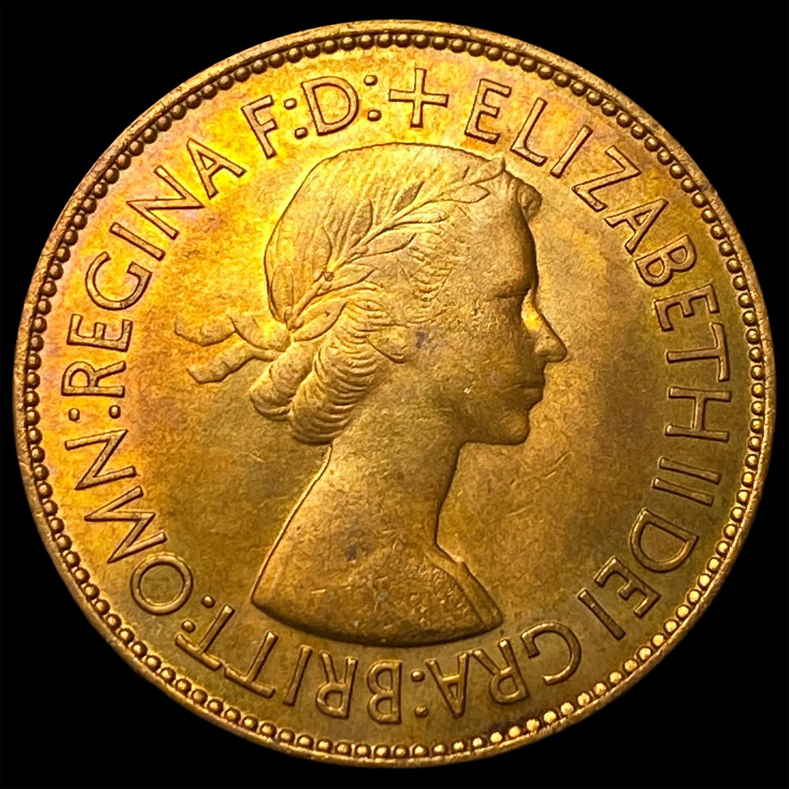 1953 Great Britain One Penny - Elizabeth II NEARLY UNCIRCULATED: 1953 Great Britain One Penny - Elizabeth II NEARLY UNCIRCULATED