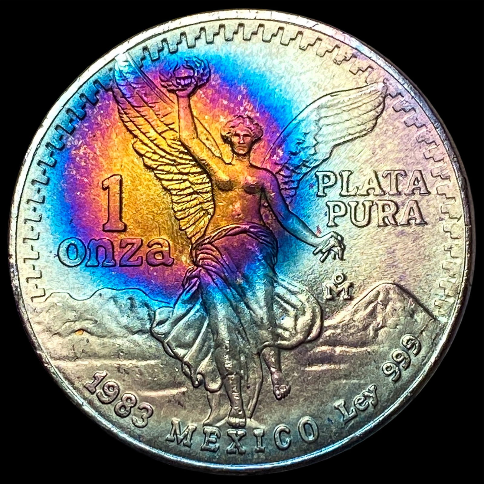 1983 Toned Mexico Silver 1 Onza Libertad SUPERB GEM BU: 1983 Toned Mexico Silver 1 Onza Libertad SUPERB GEM BU