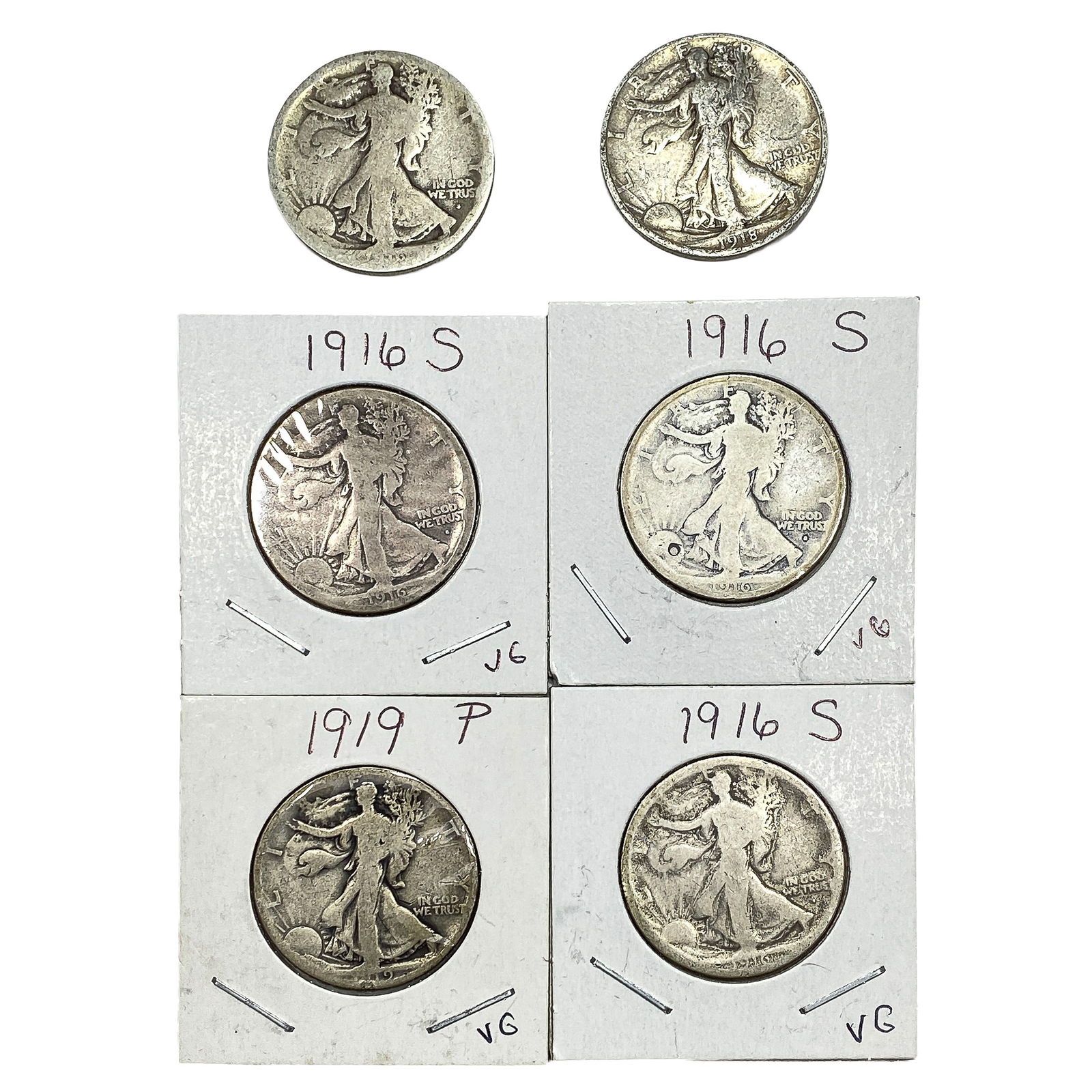 [6 Coins] 1916-1919 Walking Liberty Half Dollar (1 of 2)