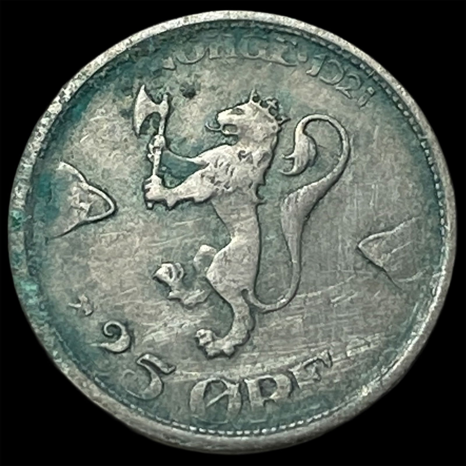 1921 Norway Copper-Nickel 25 Ore - Haakon VII NEARLY UNCIRCULATED: 1921 Norway Copper-Nickel 25 Ore - Haakon VII NEARLY UNCIRCULATED