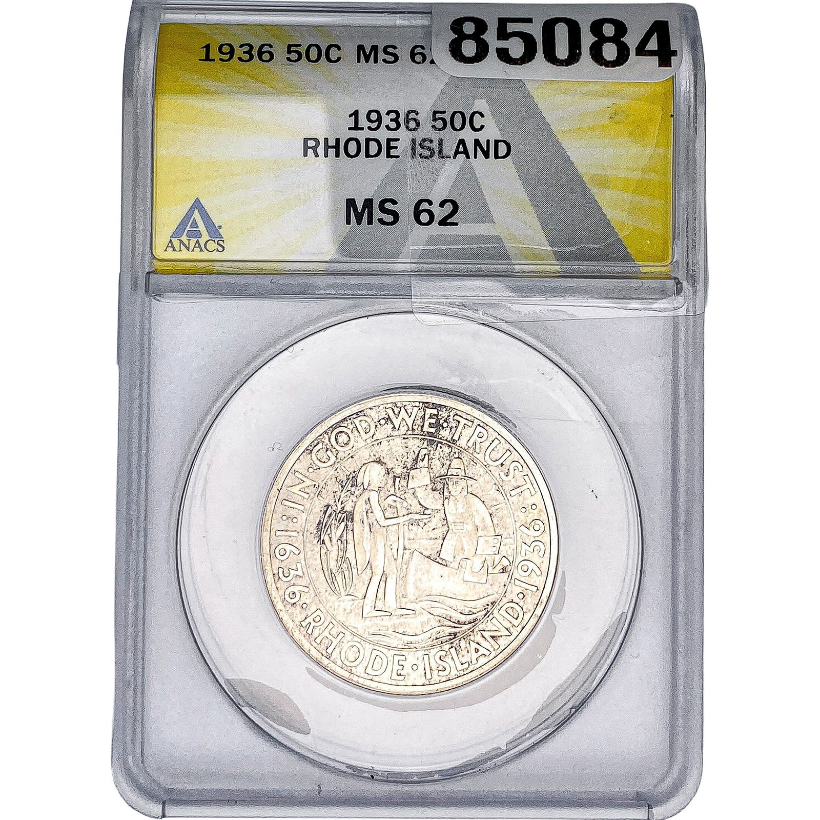 1936 Rhode Island Half Dollar ANACS MS62: 1936 Rhode Island Half Dollar ANACS MS62