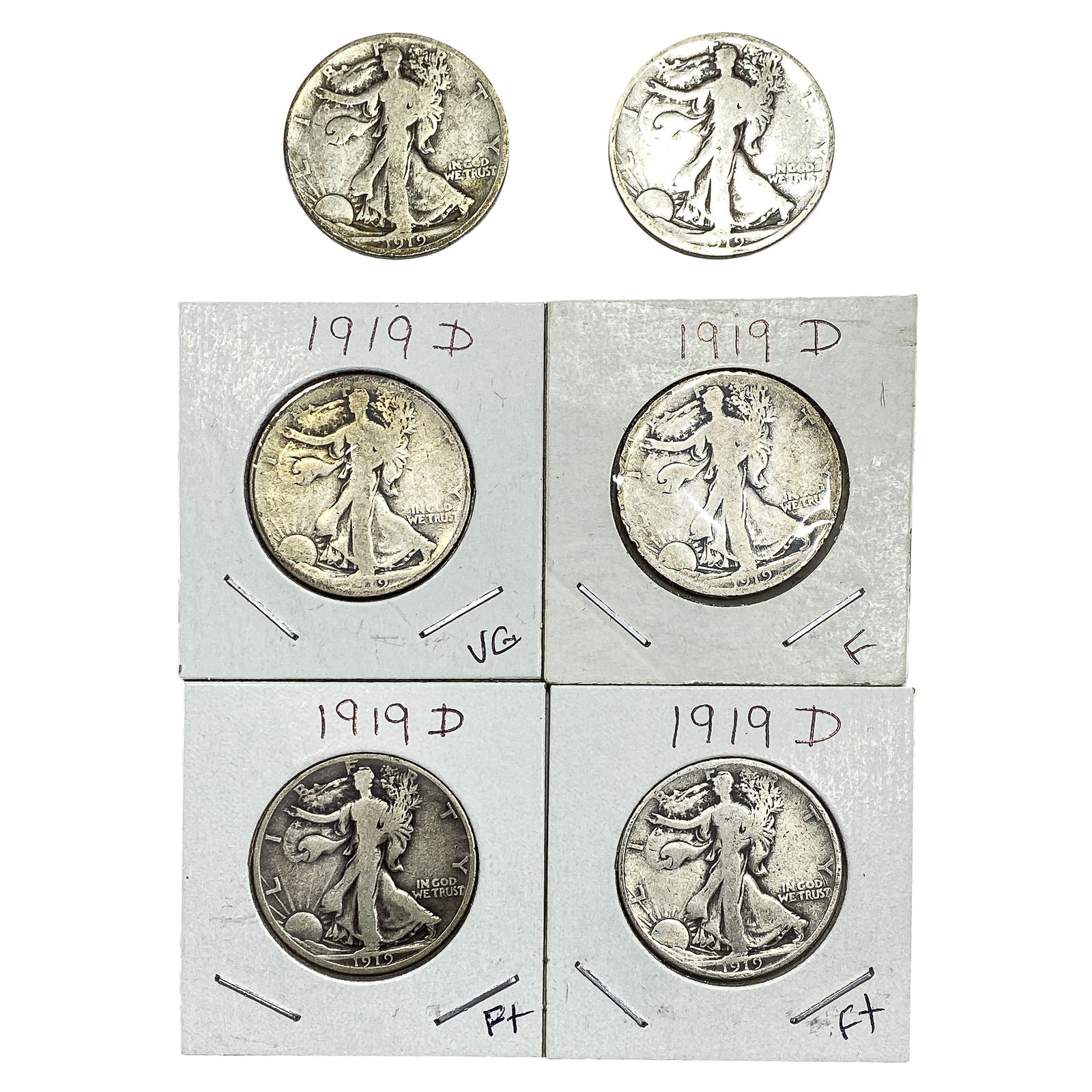 [6 Coins] 1919-D Walking Liberty Half Dollar (1 of 2)