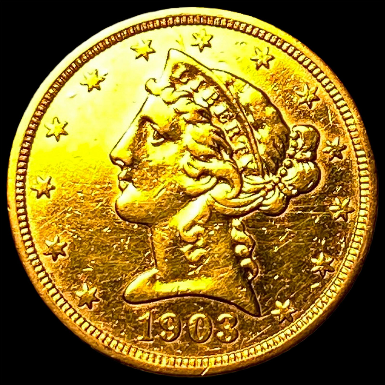 1903-S Gold $5 Liberty Half Eagle NEARLY UNCIRCULATED (1 of 2)