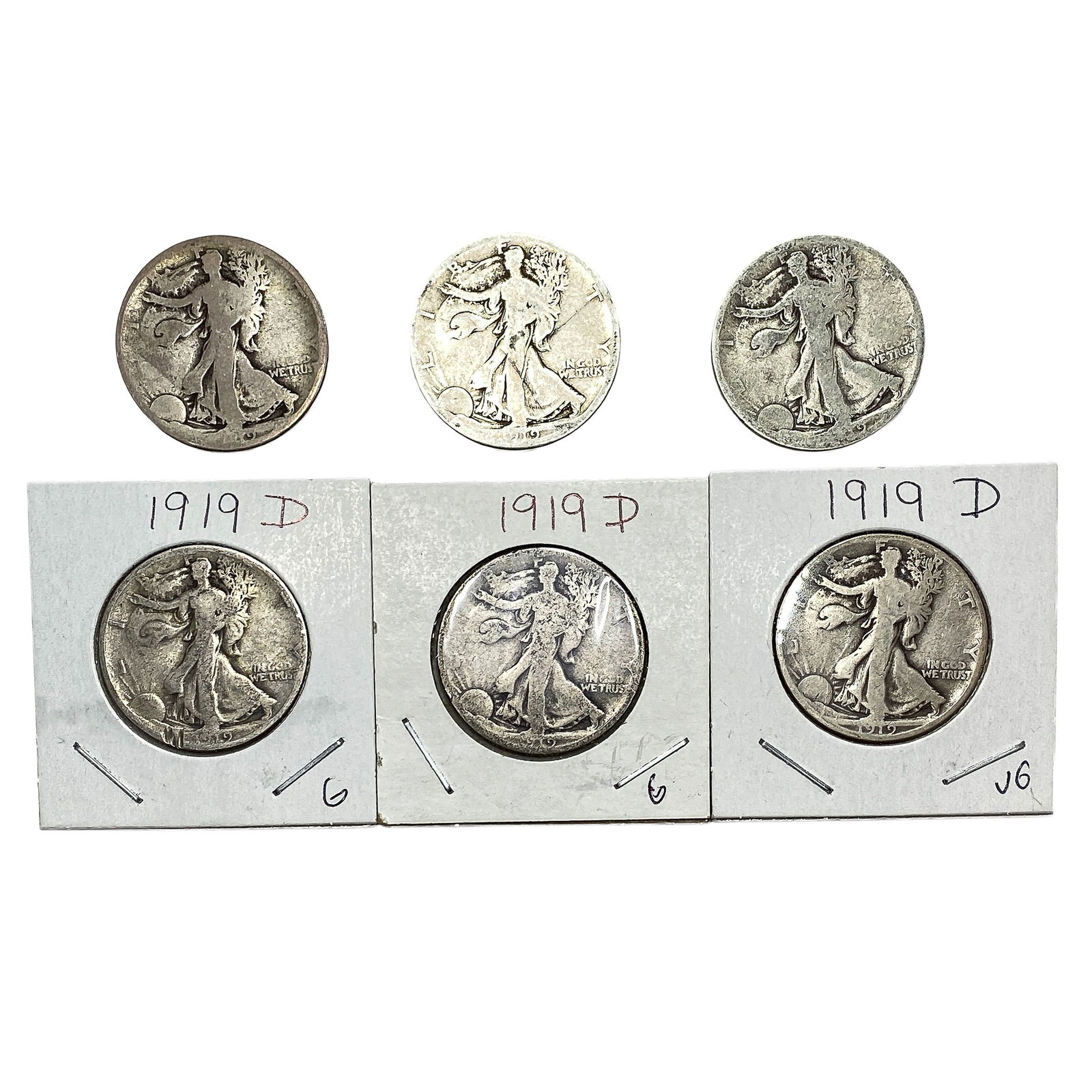 [3 Coins] 1919-D Walking Liberty Half Dollar: [3 Coins] 1919-D Walking Liberty Half Dollar