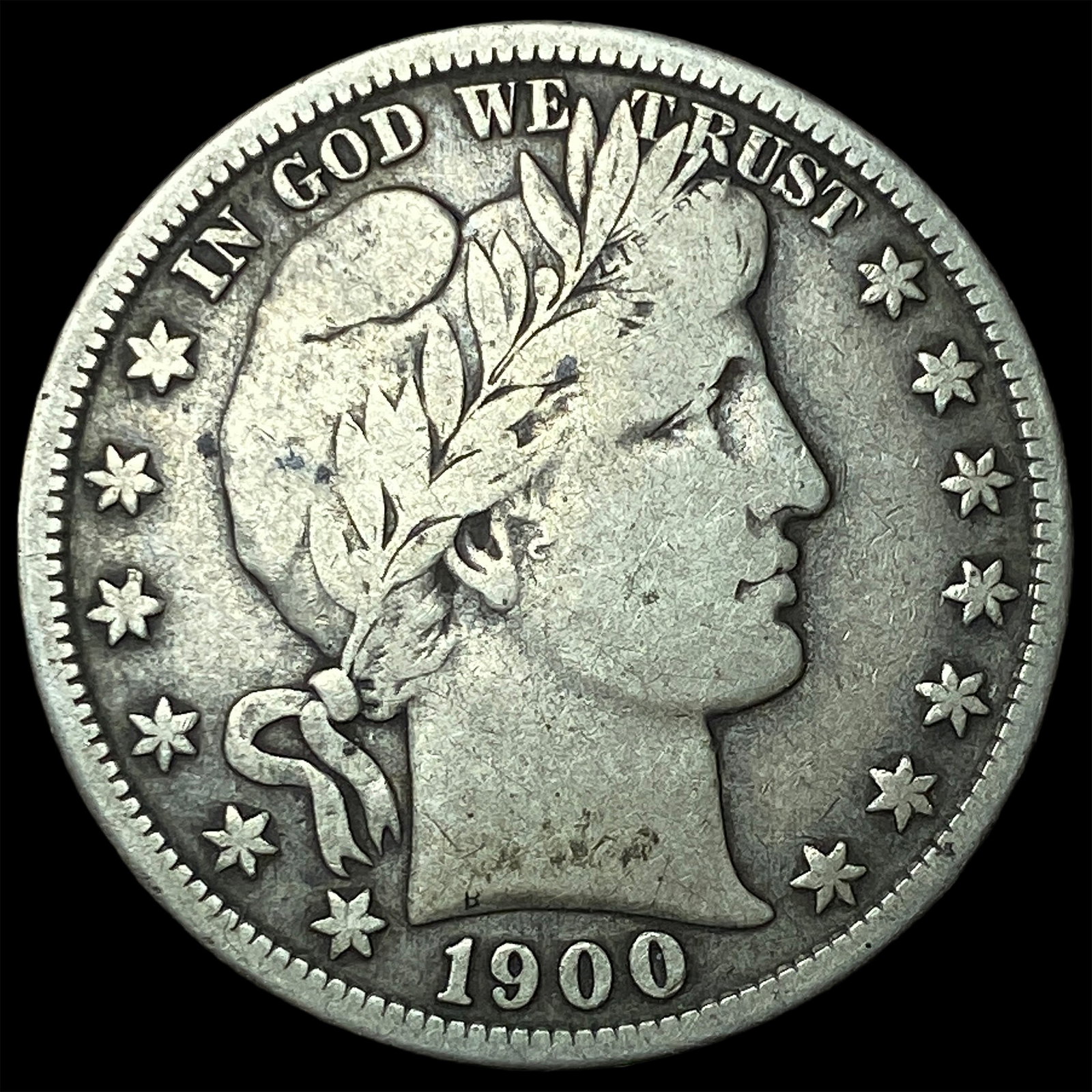 1900-S Silver Barber Half Dollar LIGHTLY CIRCULATED: 1900-S Silver Barber Half Dollar LIGHTLY CIRCULATED