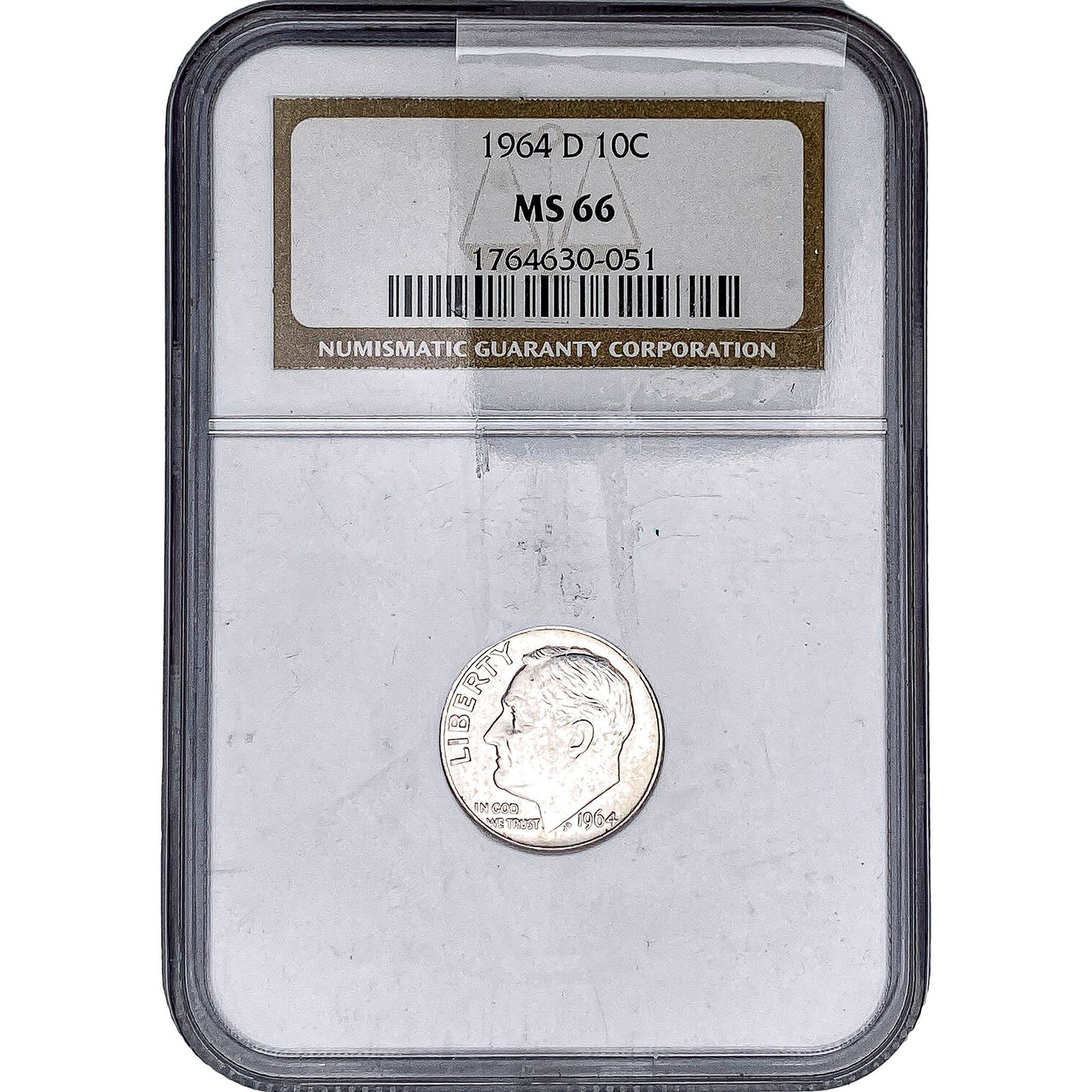 1964-D Roosevelt Dime NGC MS55: 1964-D Roosevelt Dime NGC MS55