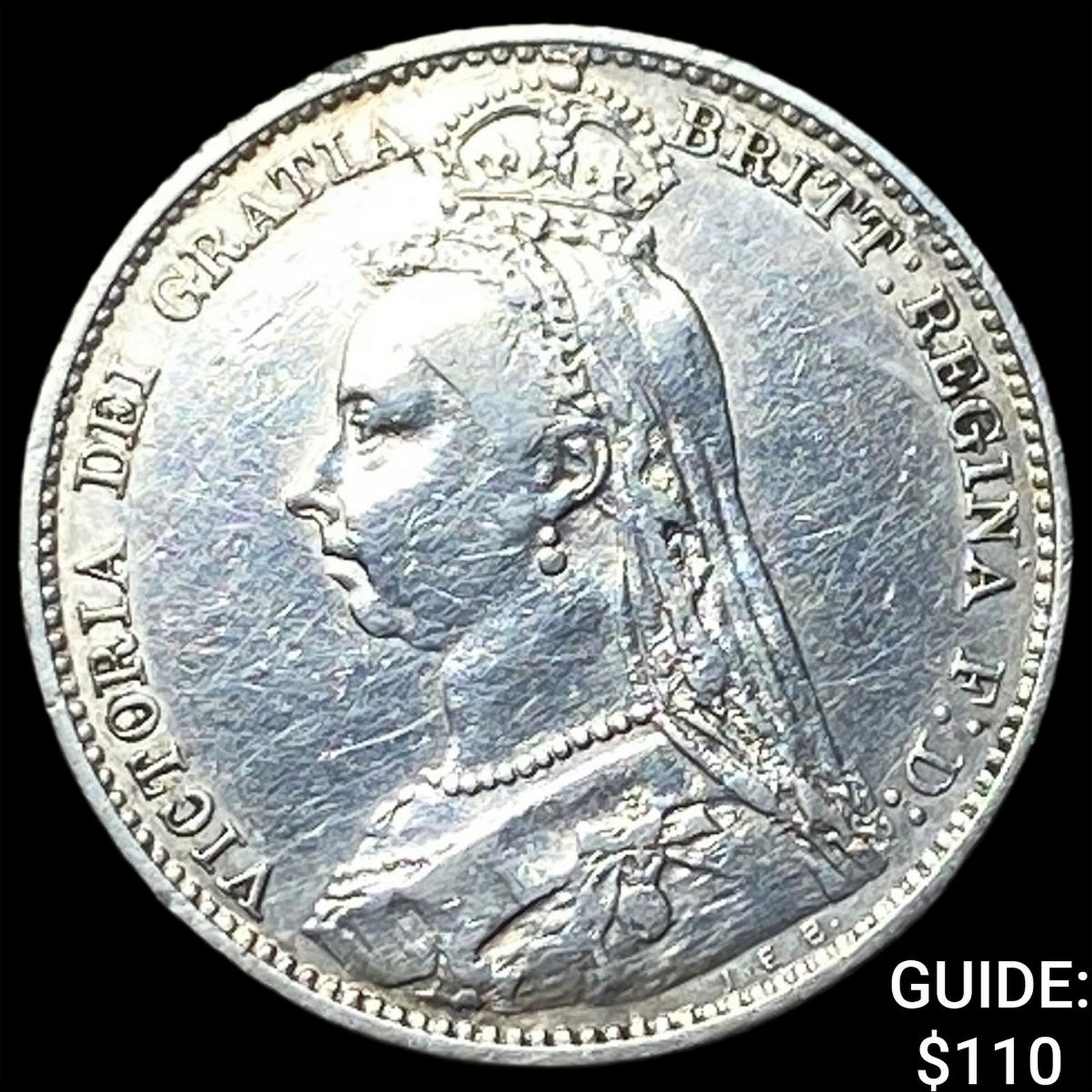 1892 Great Britain Silver 6 Pence - Victoria NEARLY UNCIRCULATED: 1892 Great Britain Silver 6 Pence - Victoria NEARLY UNCIRCULATED