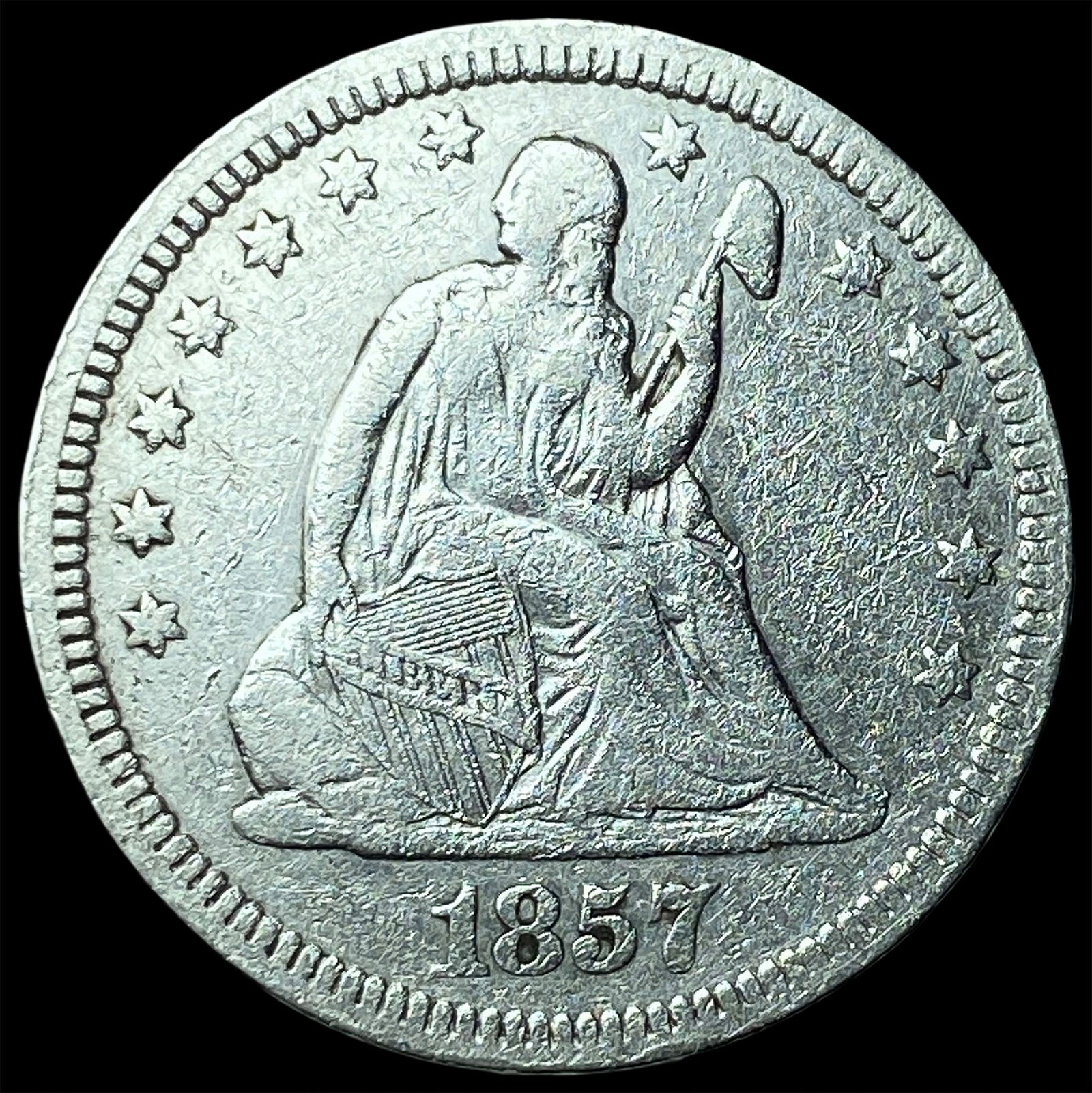 1857 Seated Liberty Quarter NEARLY UNCIRCULATED: 1857 Seated Liberty Quarter NEARLY UNCIRCULATED