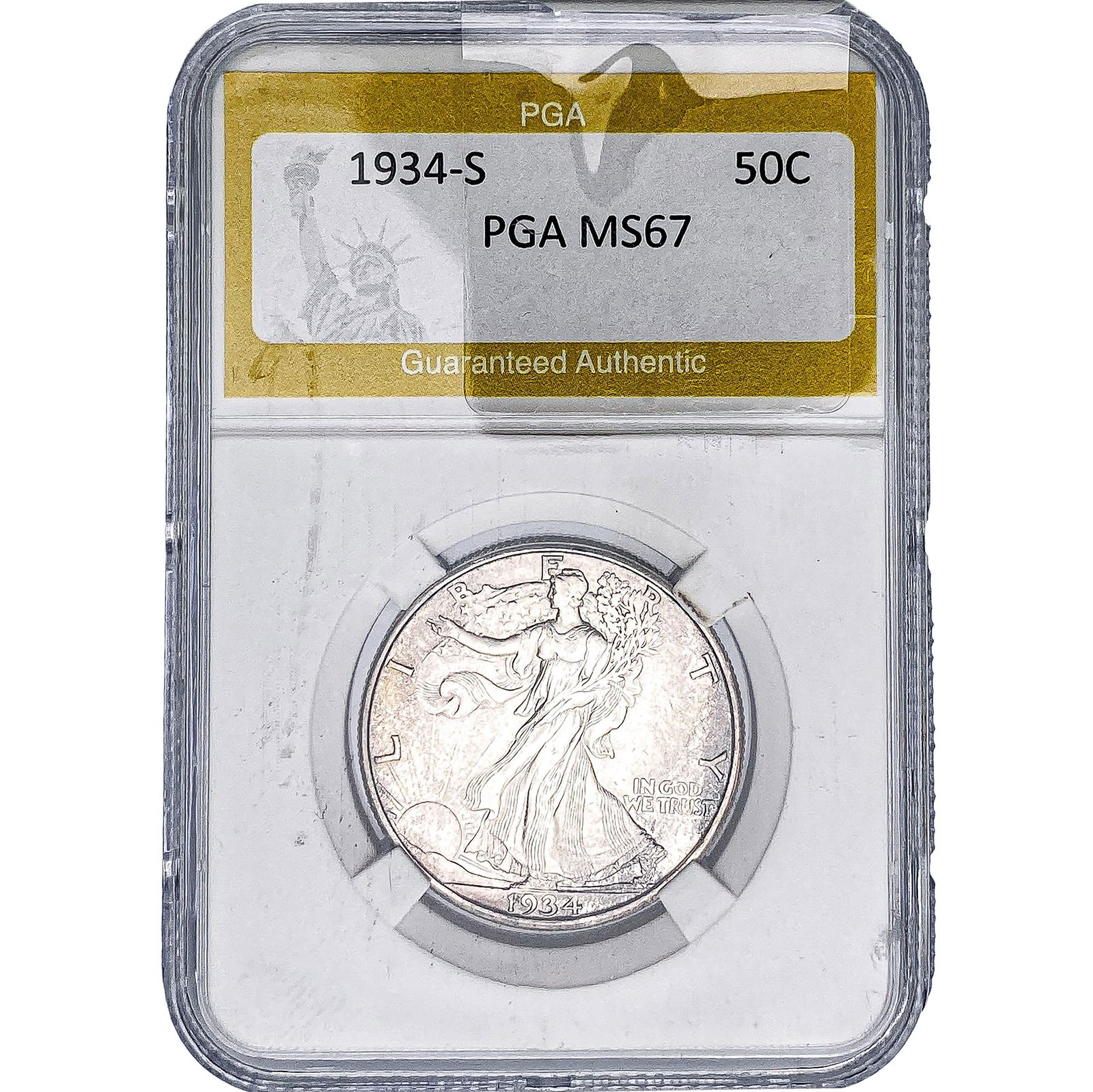 1934-S Walking Liberty Half Dollar PGA MS67: 1934-S Walking Liberty Half Dollar PGA MS67