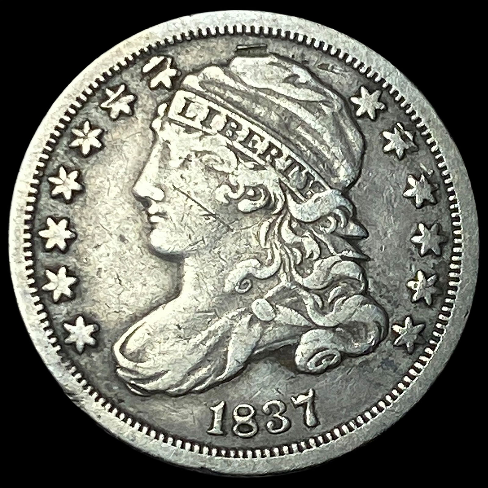 1837 Capped Bust Dime ABOUT UNCIRCULATED: 1837 Capped Bust Dime ABOUT UNCIRCULATED