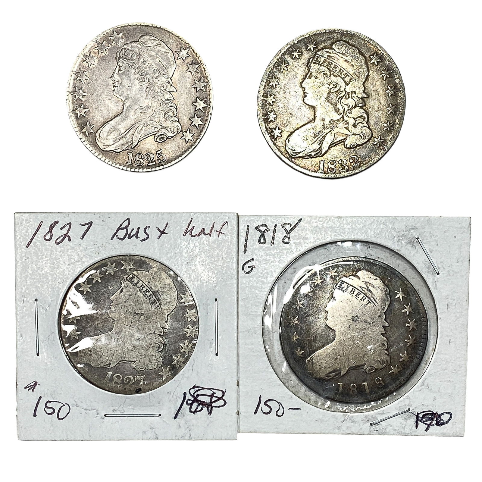 [4 Coins] 1818-1832 Capped Bust Half Dollar (1 of 2)