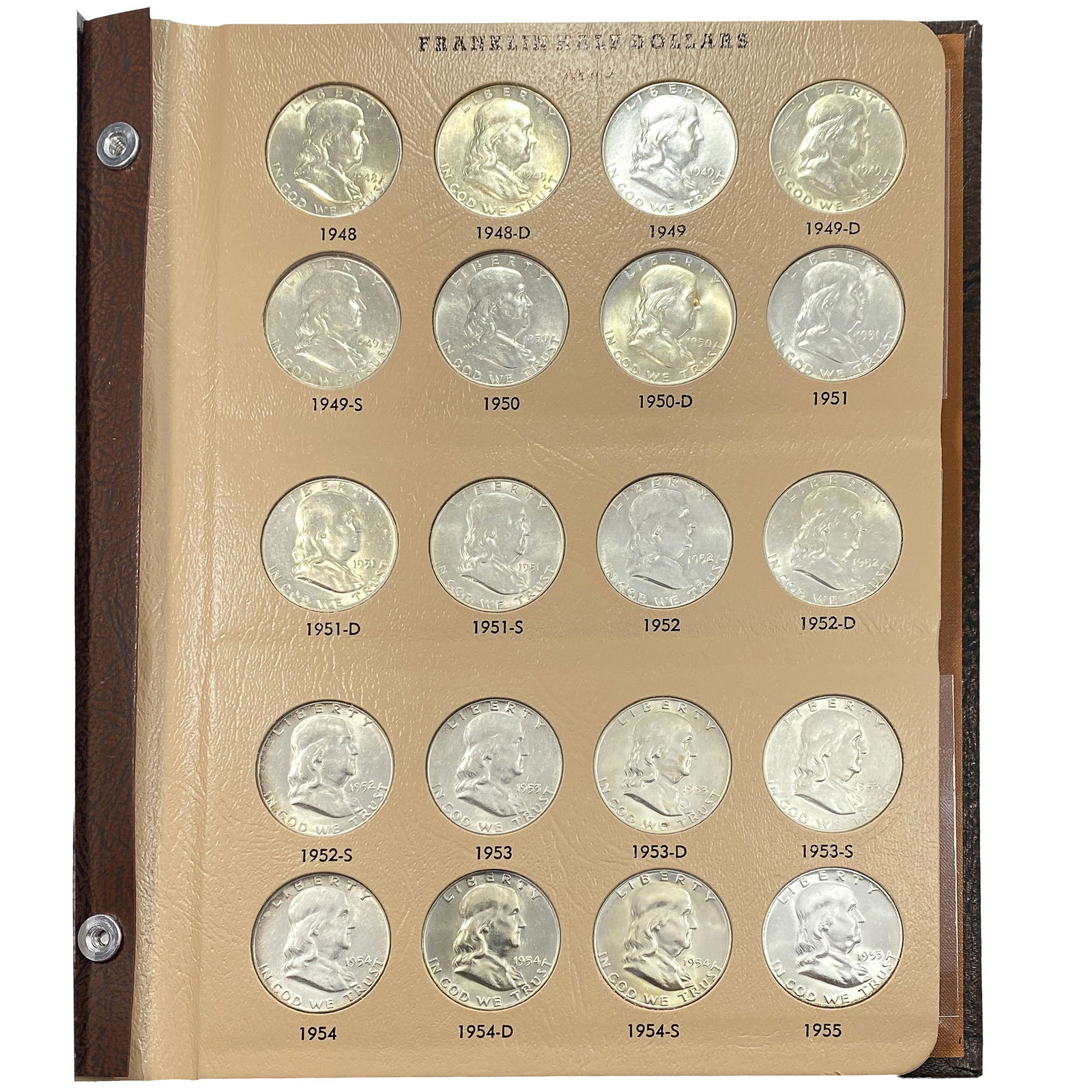 [35 Coins] 1948-1963 Franklin Half Dollar Book (1 of 5)