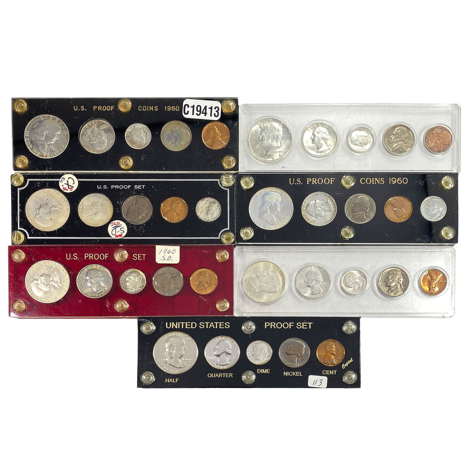 [35 Coins][7 Sets] U.S. Proof Type Coins 1C-50C (1 of 2)