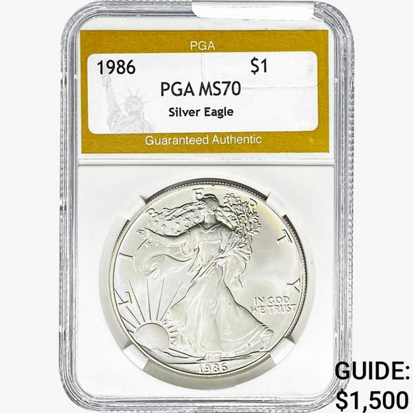 1986 American Silver Eagle PGA MS70: 1986 American Silver Eagle PGA MS70
