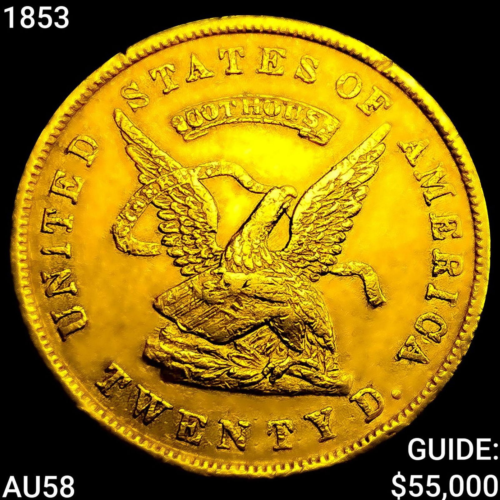 1853 900 $20 California Gold Assay CHOICE AU: 1853 900 $20 California Gold Assay CHOICE AU