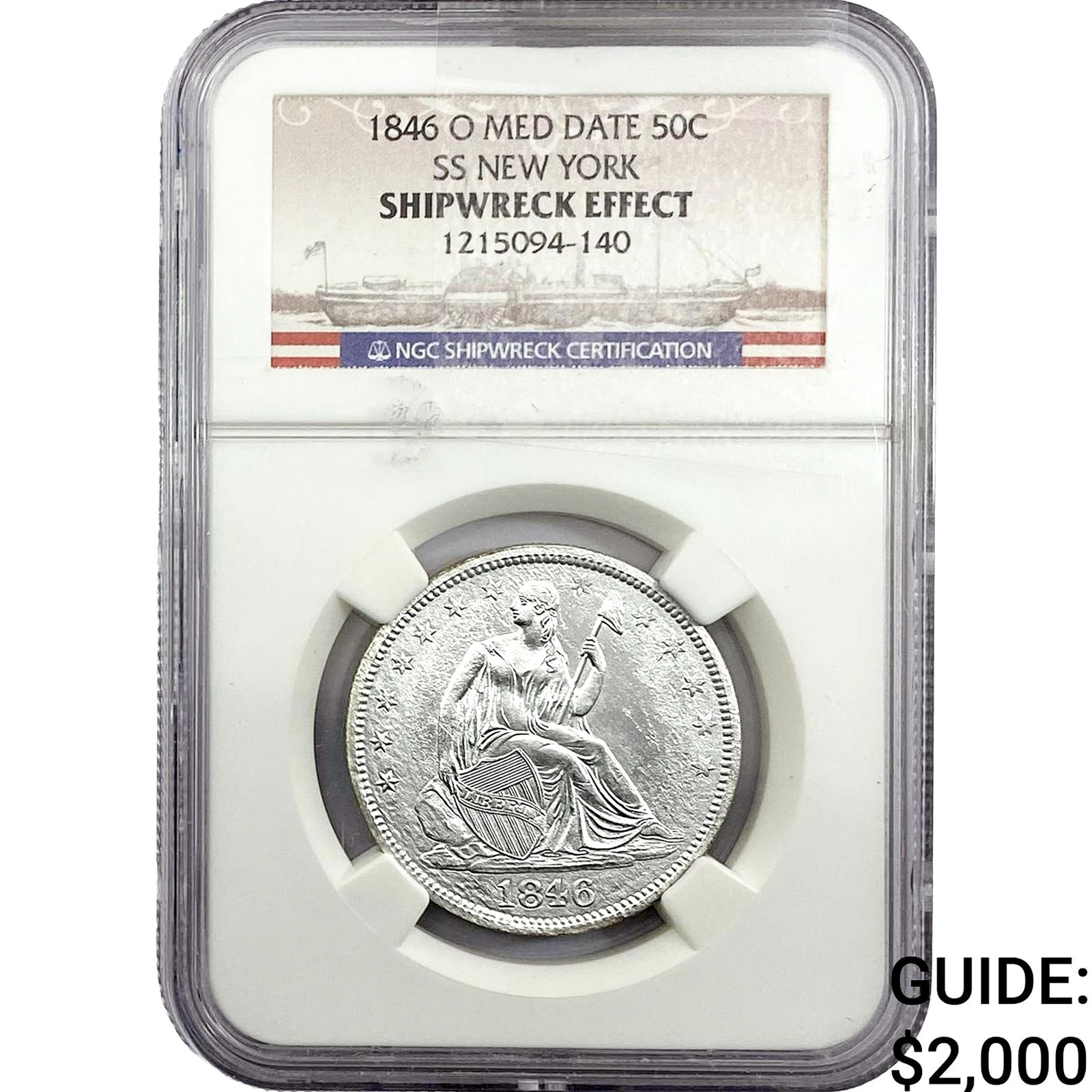 1846-O Seated Liberty Half Dollar NGC Shipwreck: 1846-O Seated Liberty Half Dollar NGC Shipwreck
