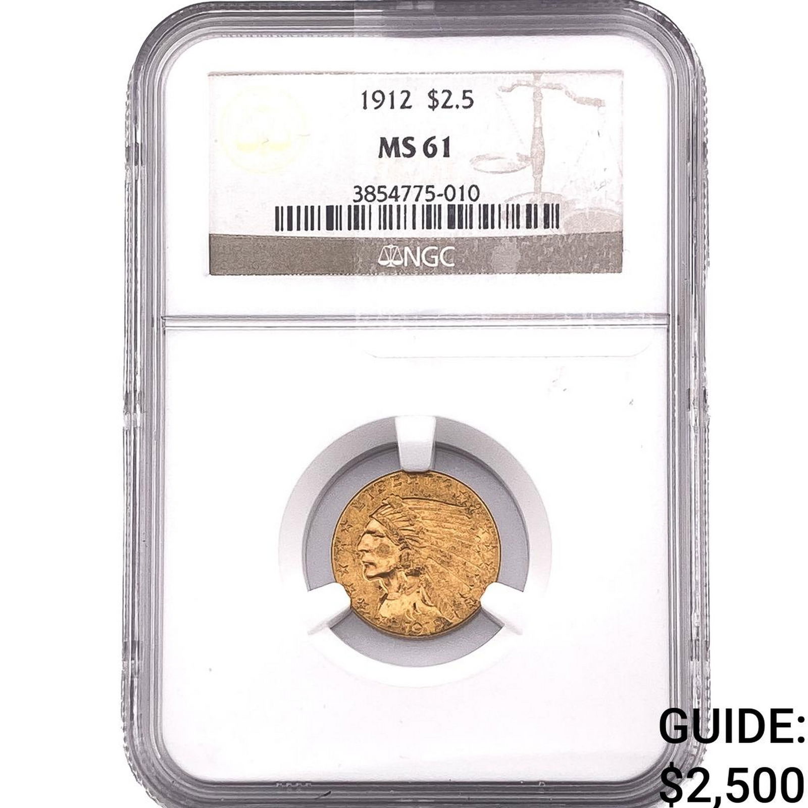 1912 $2.50 Gold Quarter Eagle NGC MS61 (1 of 2)