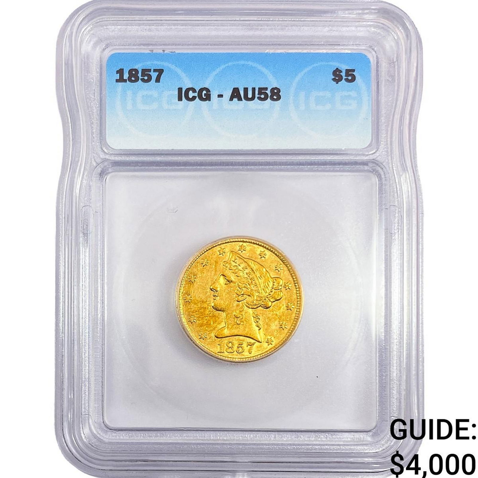 1857 $5 Gold Half Eagle ICG AU58 (1 of 2)