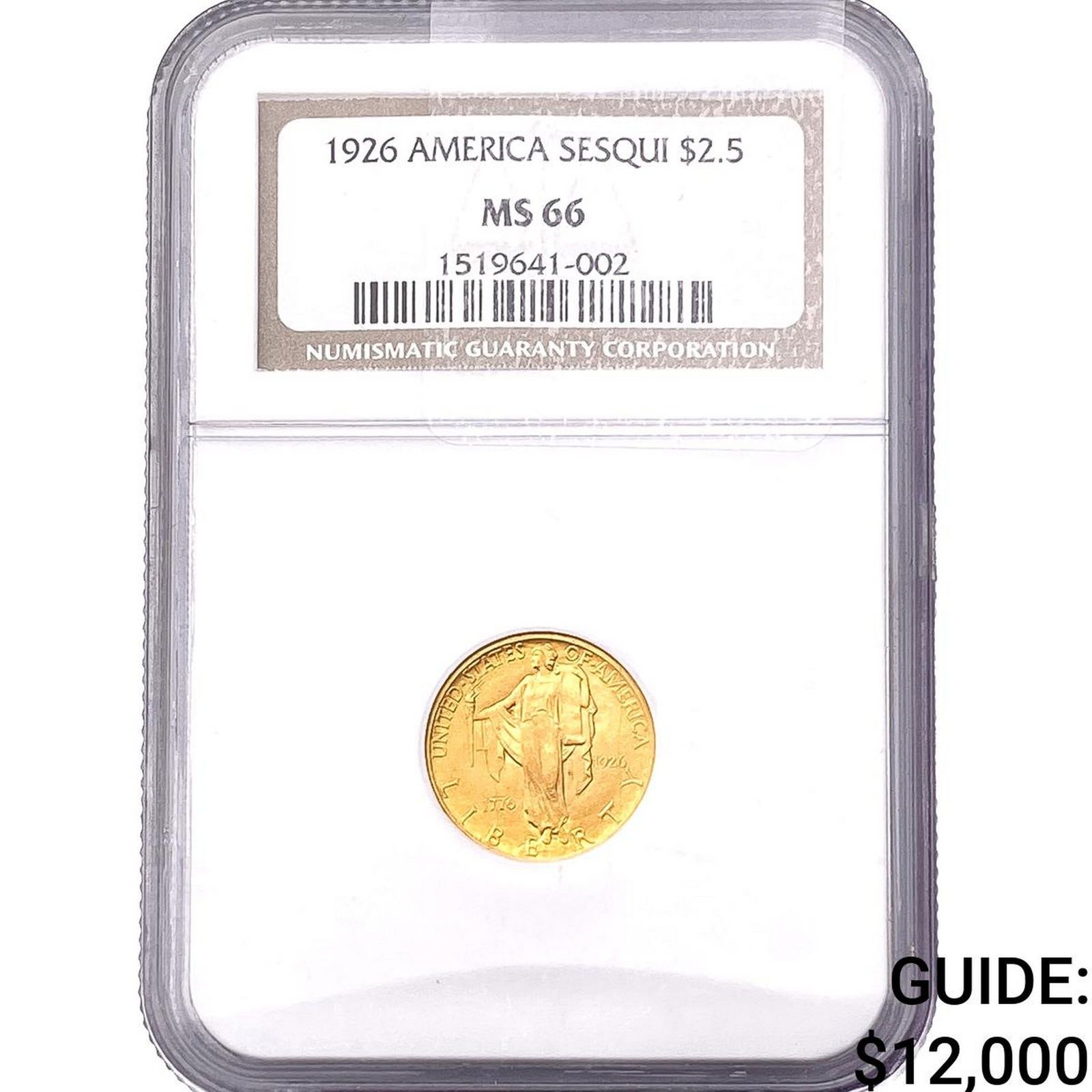 1926 Sesquincentennial $2.50 Gold Quarter Eagle NGC MS66 (1 of 2)