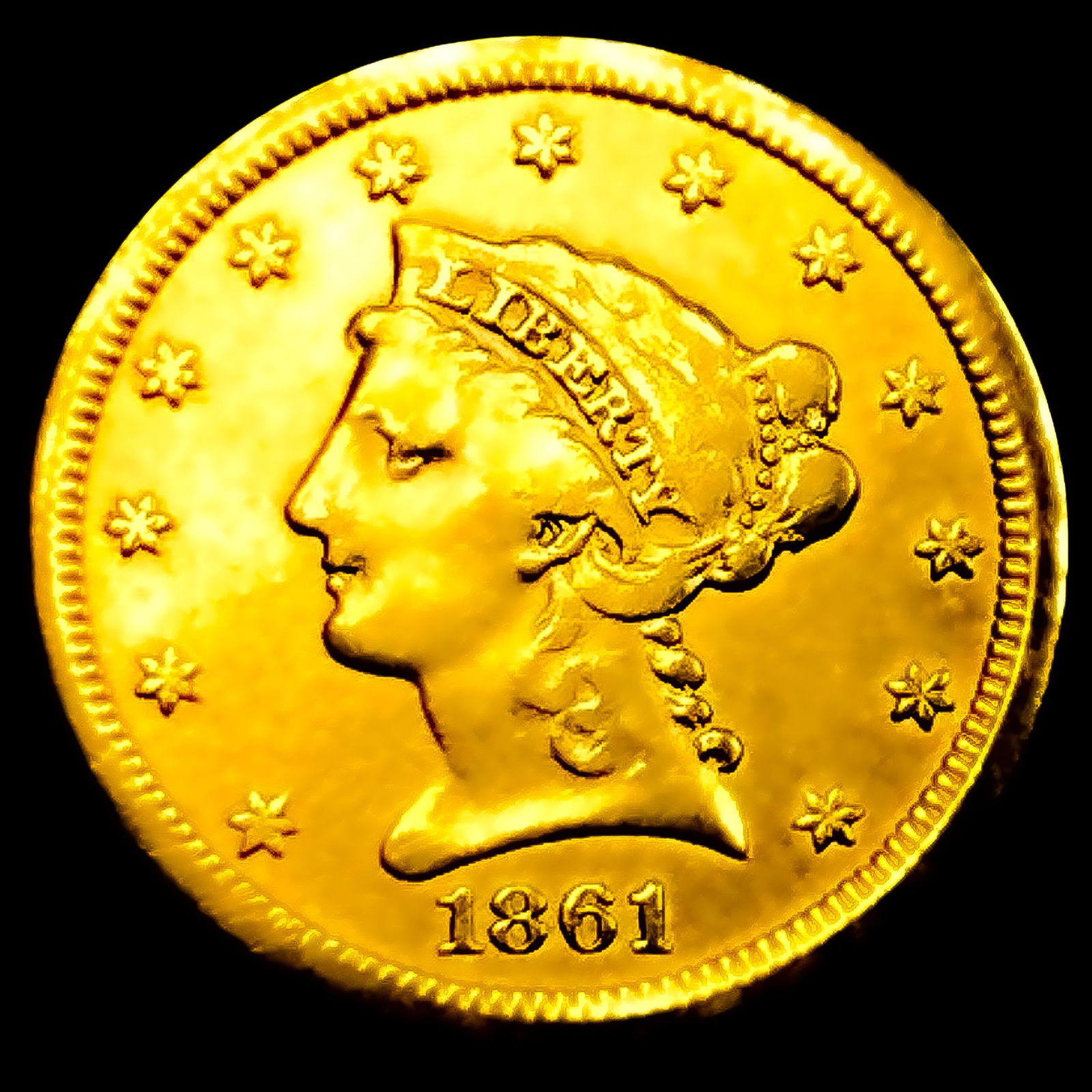 1861-S $2.50 Gold Quarter Eagle NEARLY UNCIRCULATED (1 of 2)