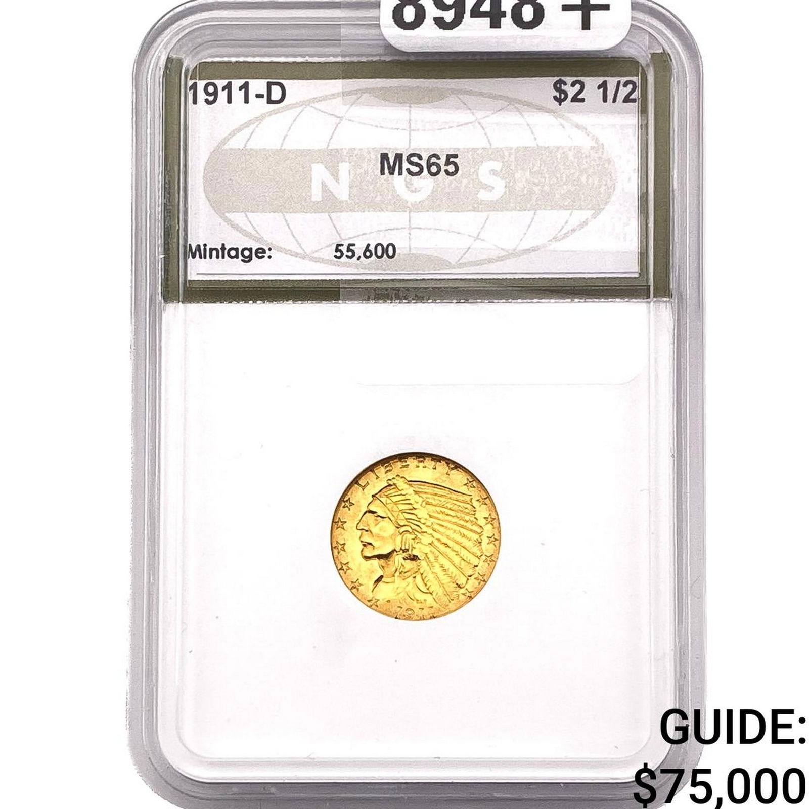 1911-D $2.50 Gold Quarter Eagle NGS MS65: 1911-D $2.50 Gold Quarter Eagle NGS MS65