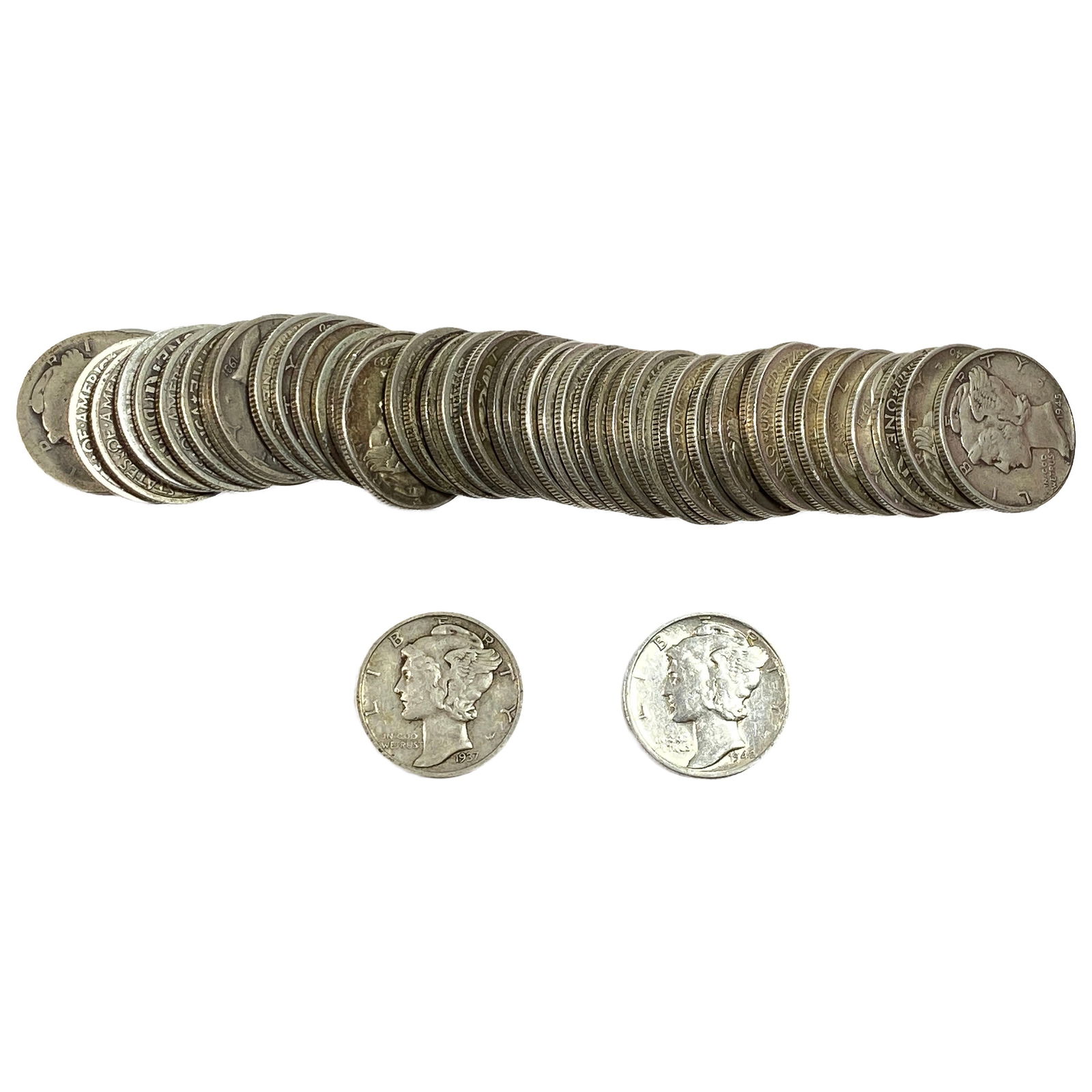 [50 Coins]Mixed Dates Silver Dime Roll: [50 Coins]Mixed Dates Silver Dime Roll