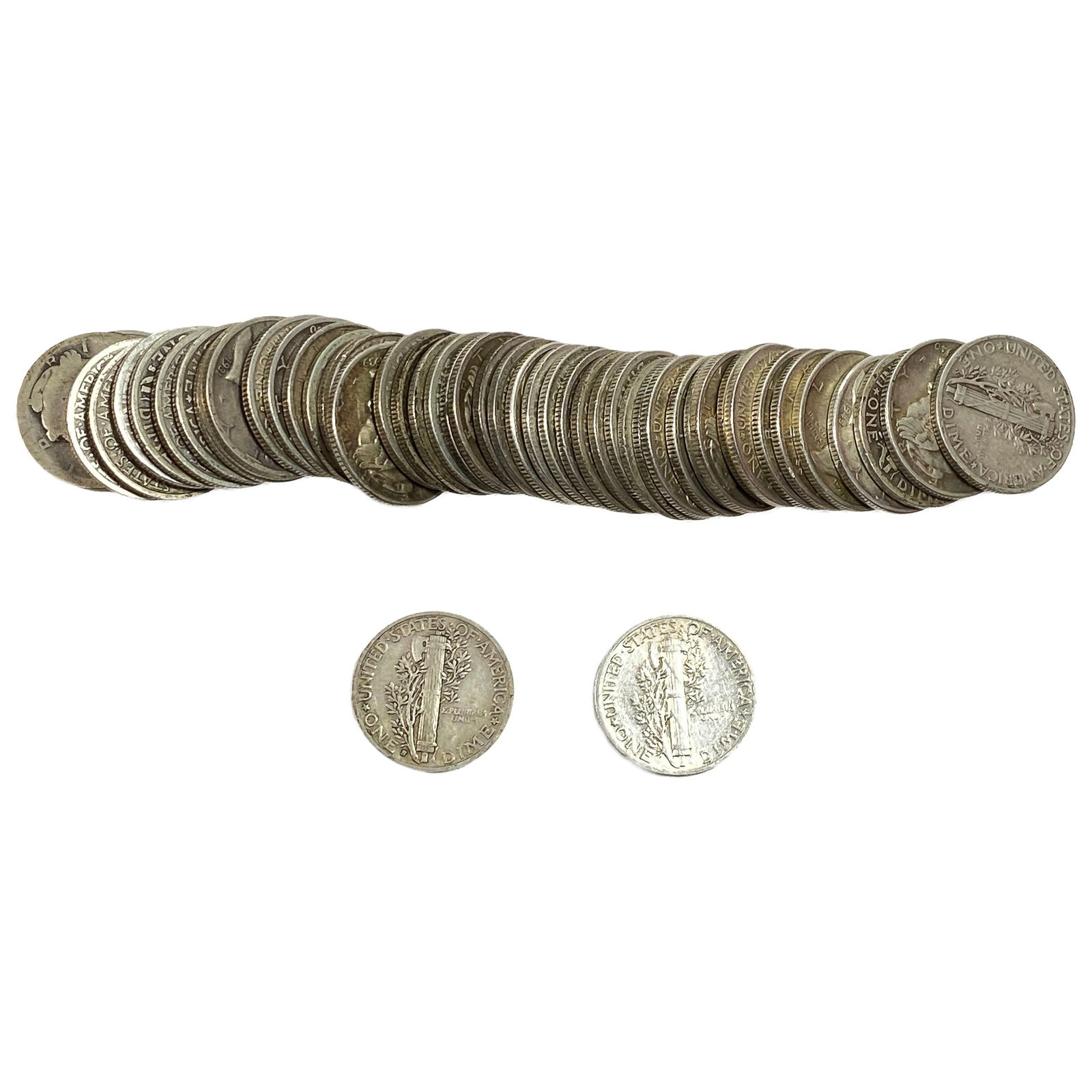 [50 Coins]Mixed Dates Silver Dime Roll - 2