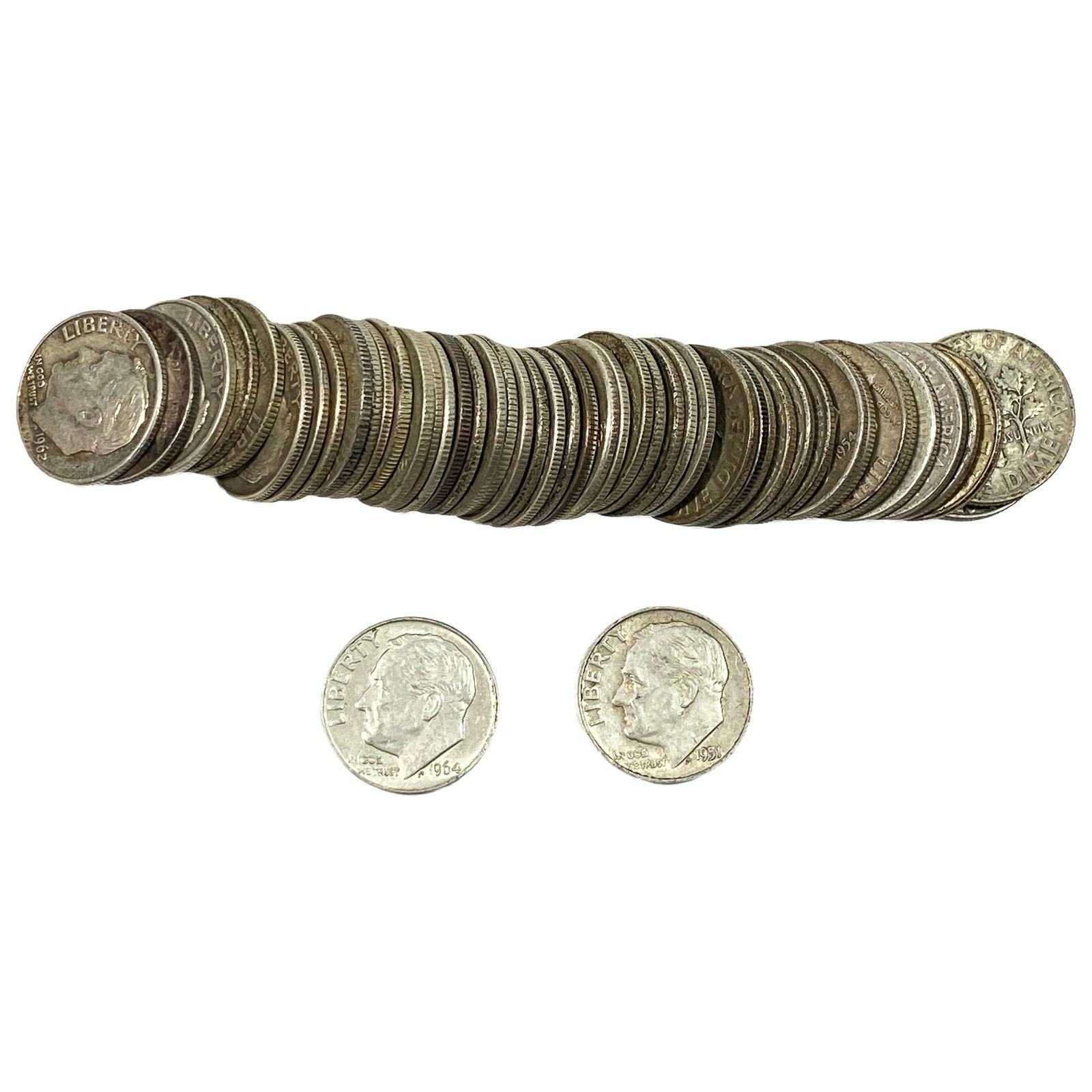[50 Coins]Mixed Dates Silver Roosevelt Dime Roll: [50 Coins]Mixed Dates Silver Roosevelt Dime Roll