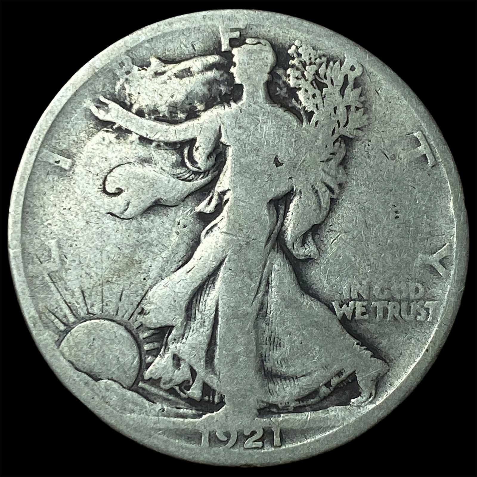 1921-D Silver Walking Liberty Half Dollar NICELY CIRCULATED: 1921-D Silver Walking Liberty Half Dollar NICELY CIRCULATED