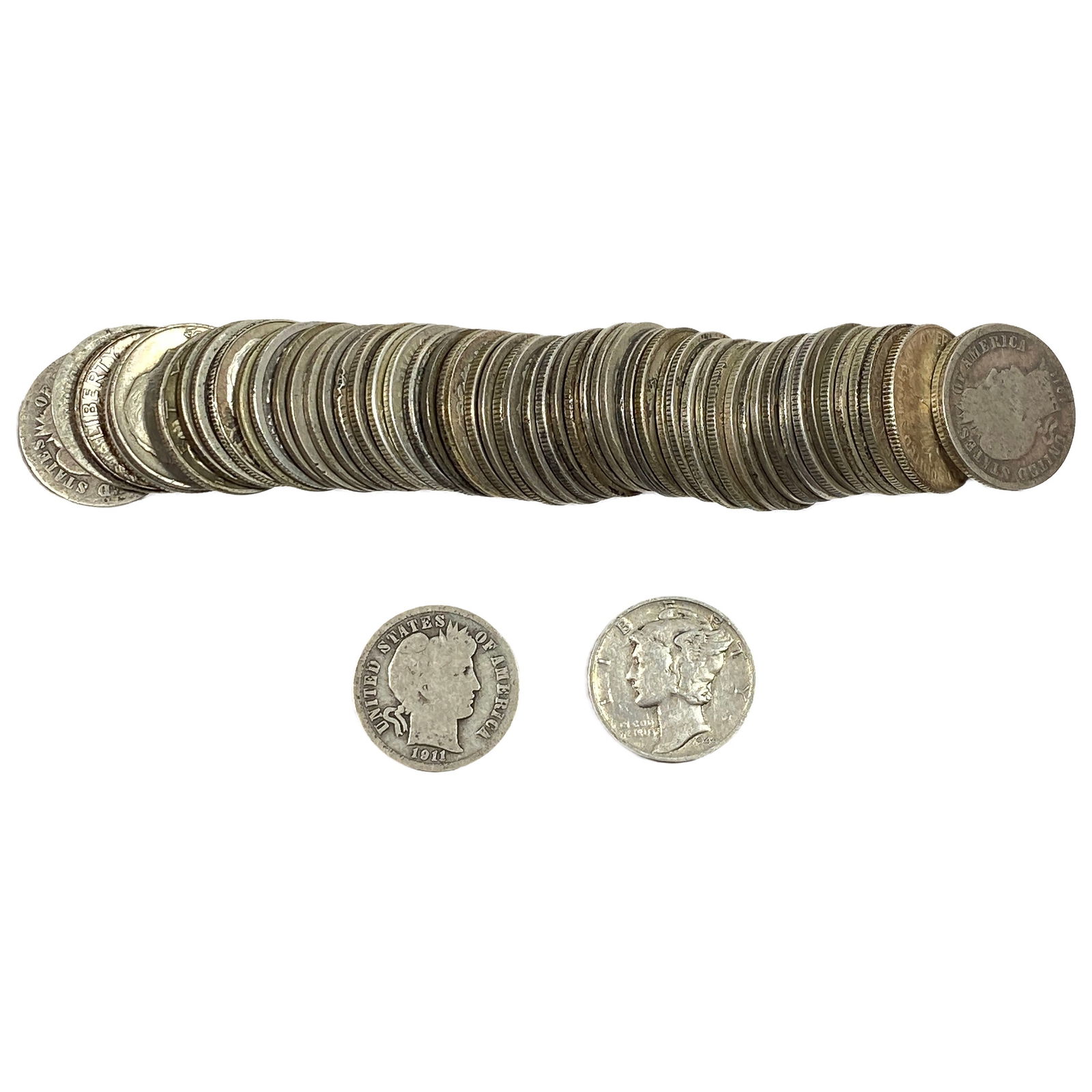 [57 Coins]Mixed Dates Silver Dime Roll: [57 Coins]Mixed Dates Silver Dime Roll